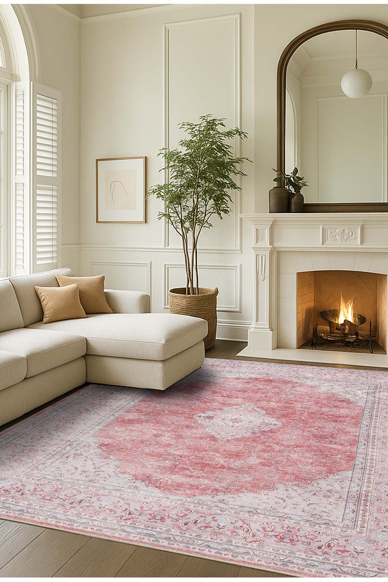 Rowan Bold Warm Orange Turkish Vintage Rug