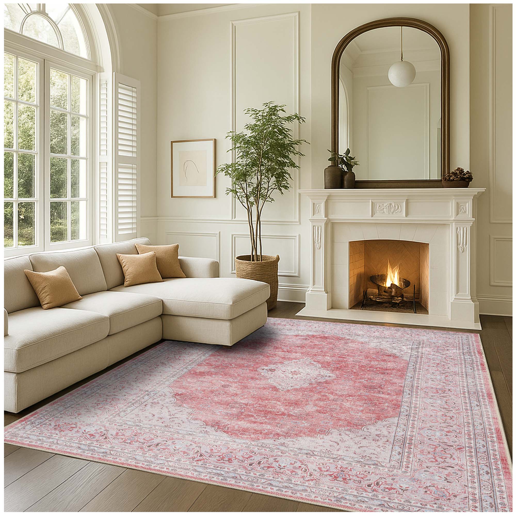 Rowan Bold Warm Orange Turkish Vintage Rug