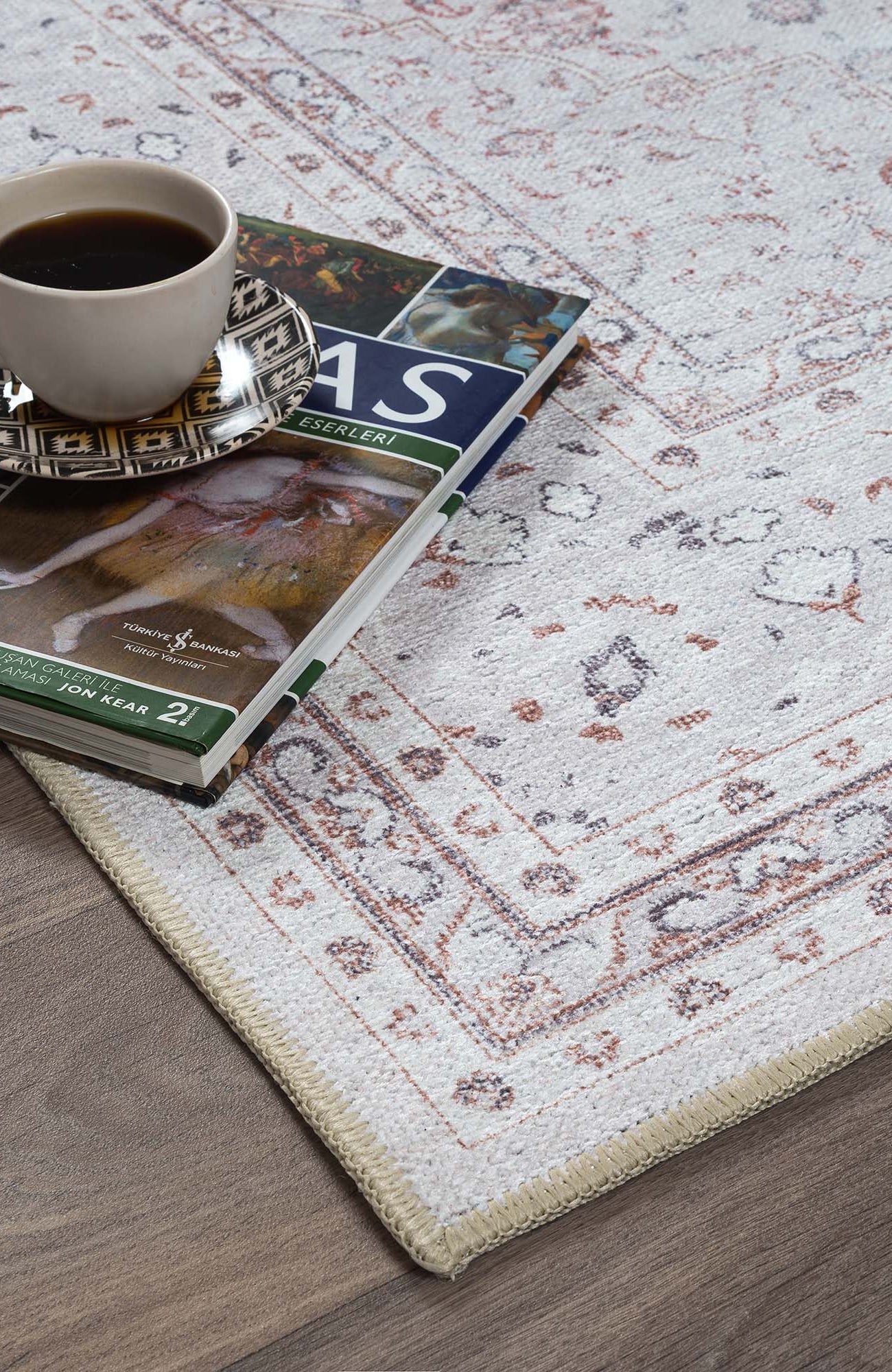 Shula Neutral Muted White & Blush Turkish Rug