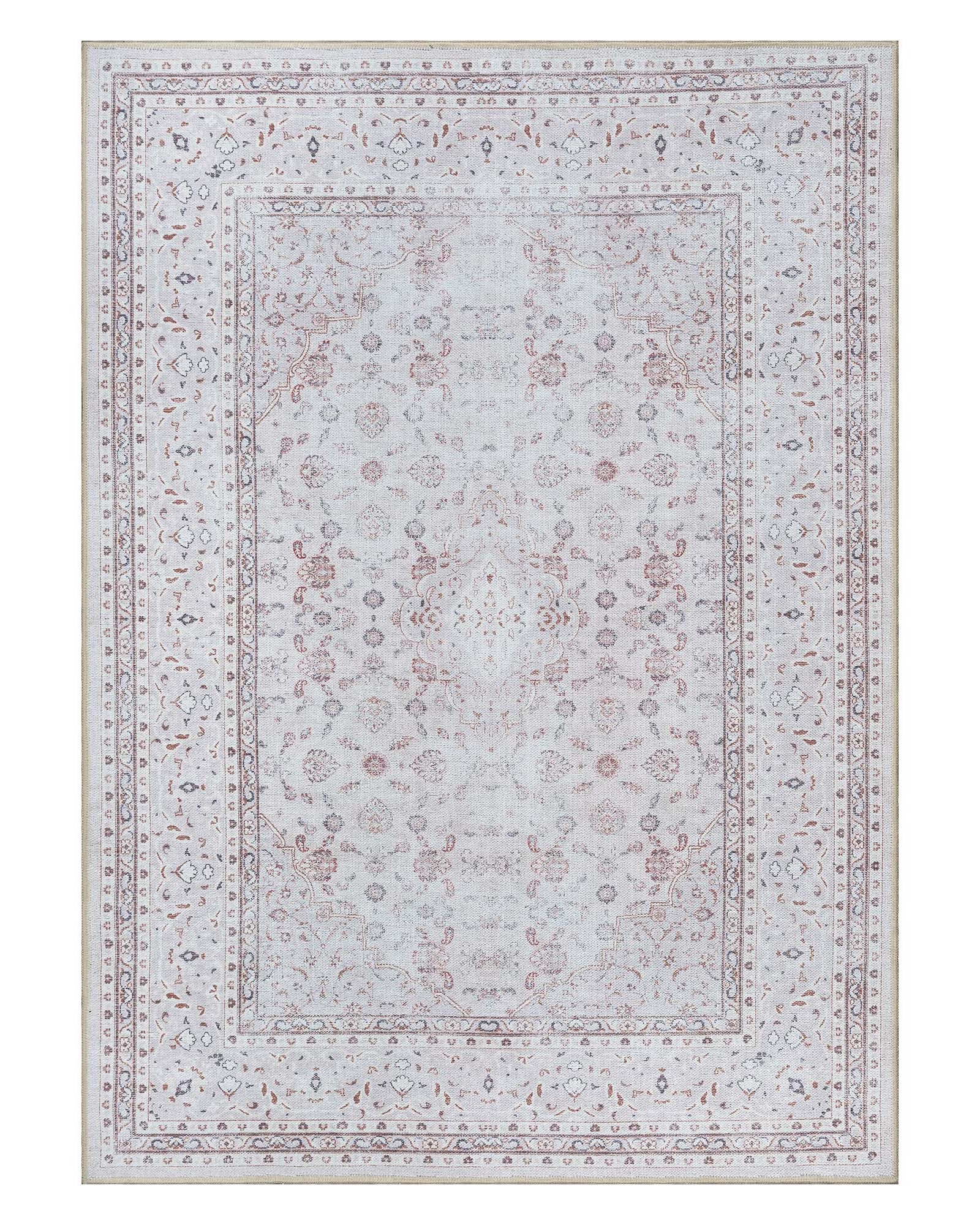 Shula Neutral Muted White & Blush Turkish Rug