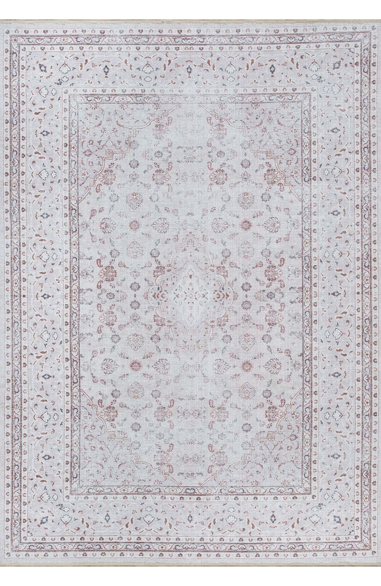 Shula Neutral Muted White & Blush Turkish Rug