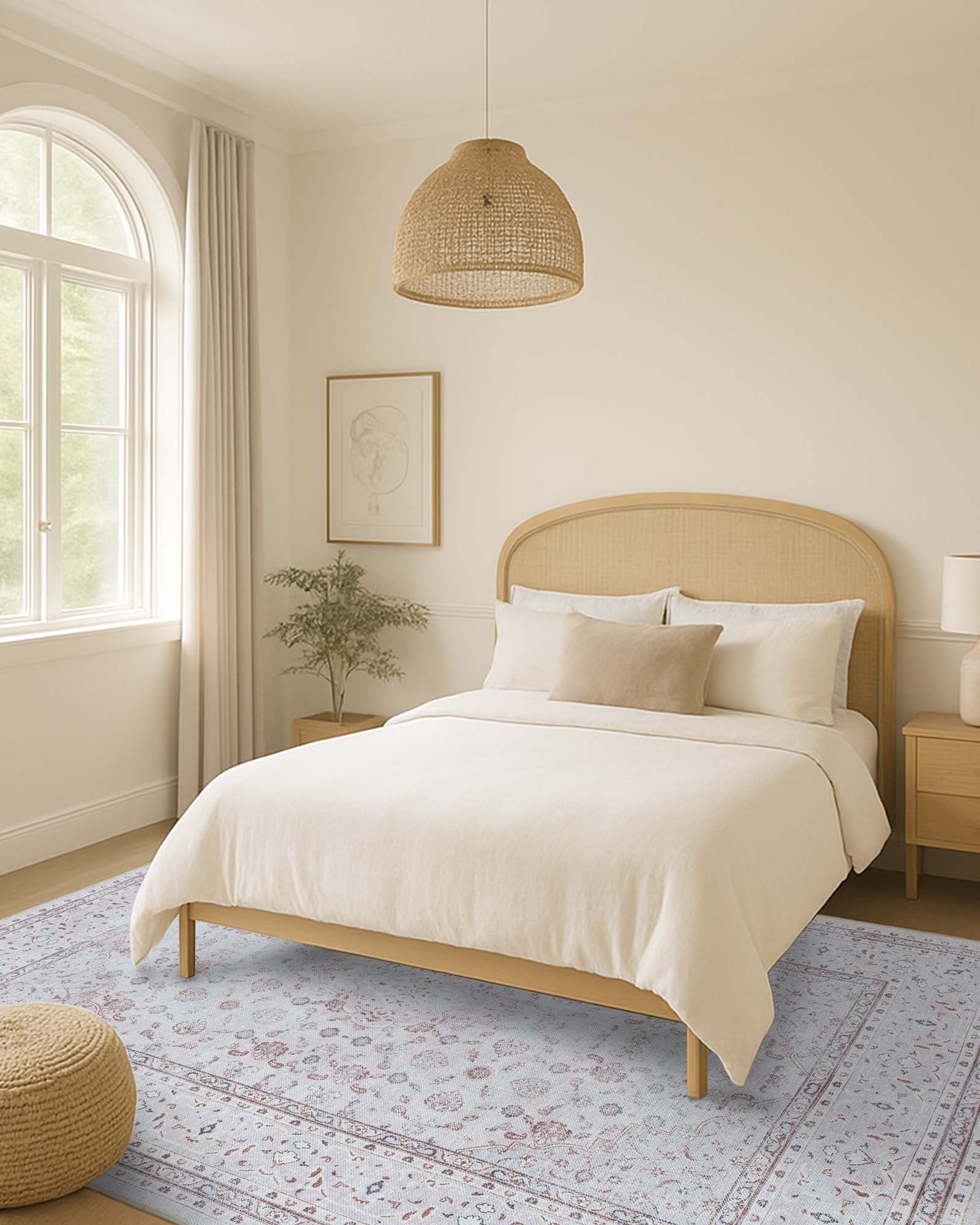 Shula Neutral Muted White & Blush Turkish Rug