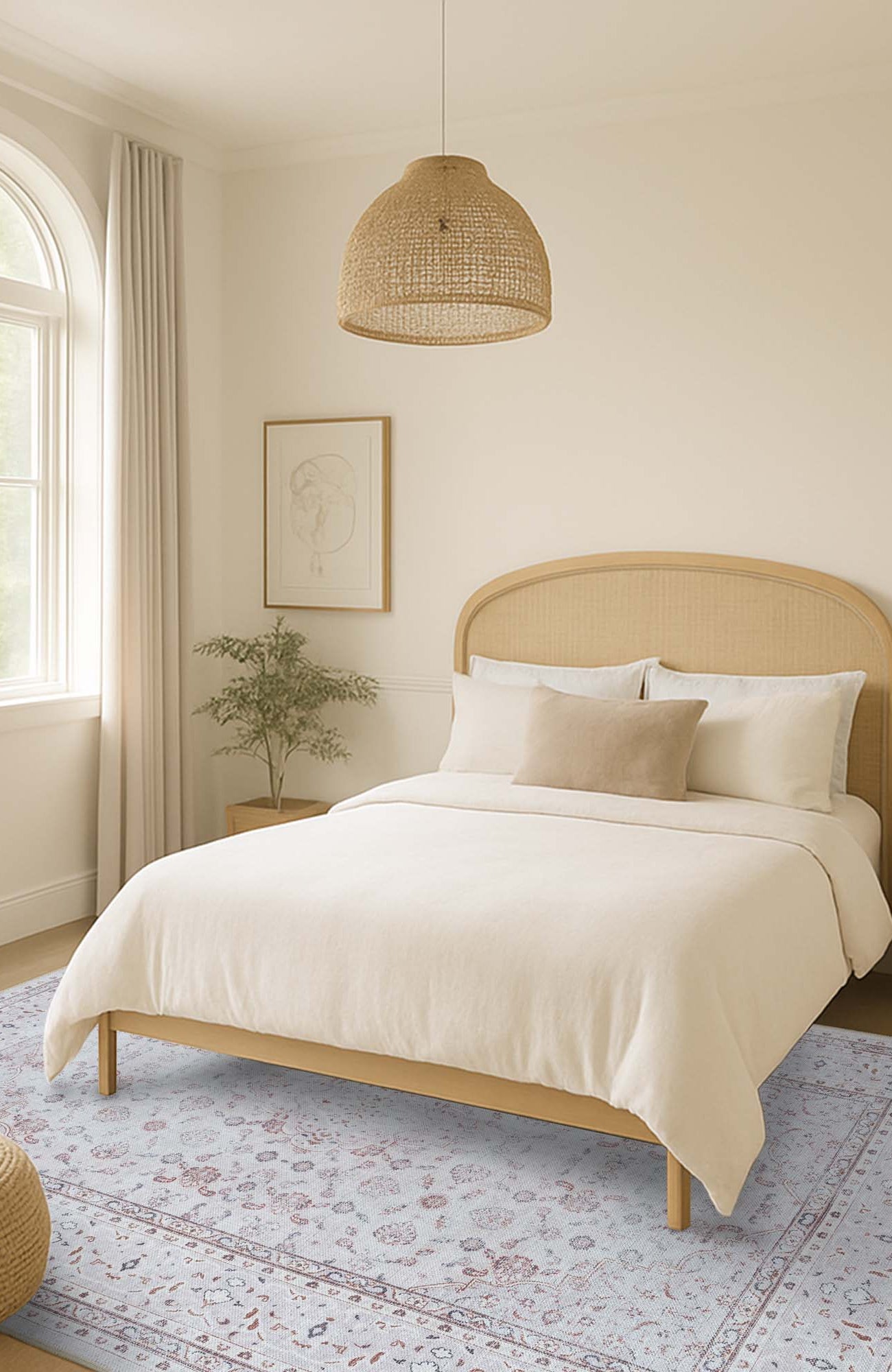 Shula Neutral Muted White & Blush Turkish Rug