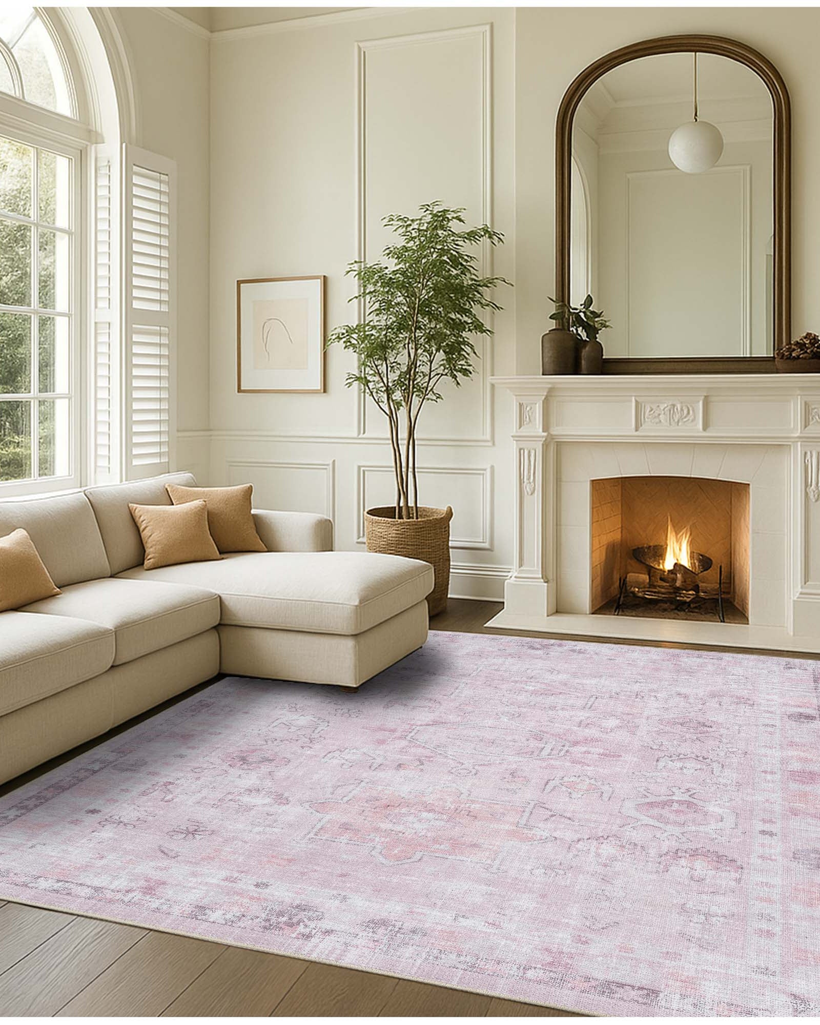 Leonie Pink Pale & Dusty Persian Vintage Rug