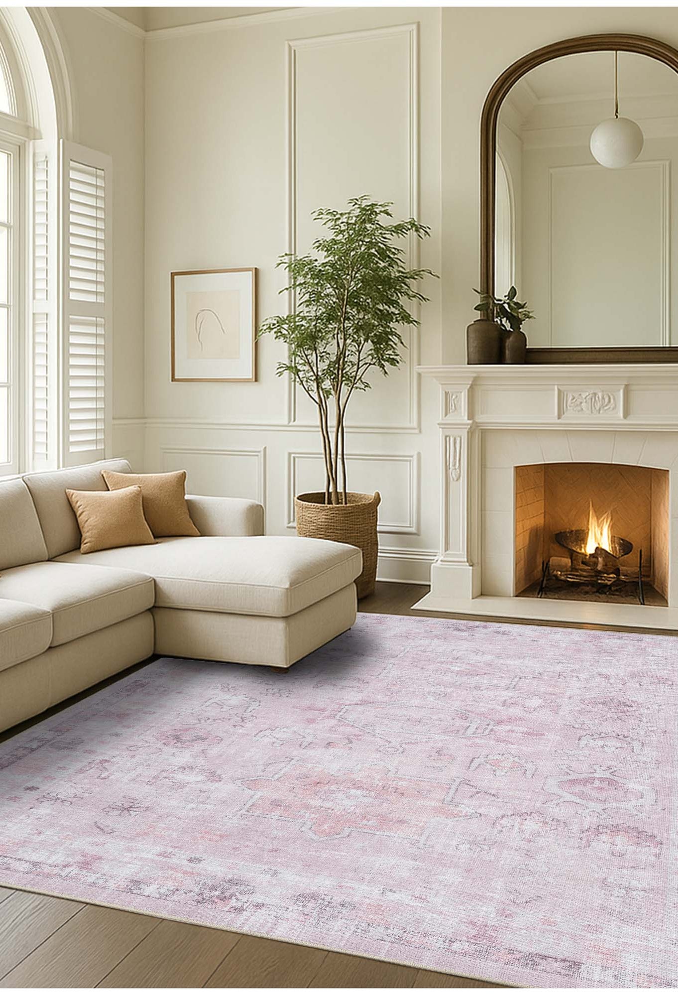 Leonie Pink Pale & Dusty Persian Vintage Rug