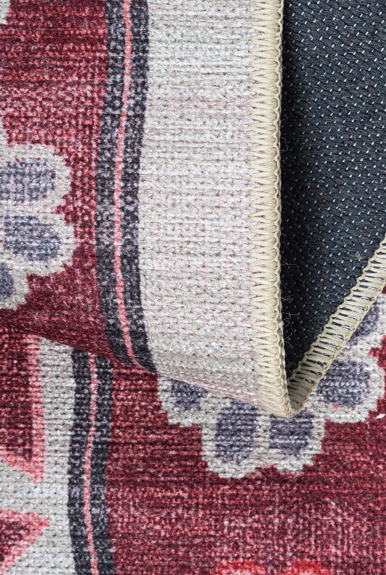 Aura Red Orange Herki Vintage Oushak Rug