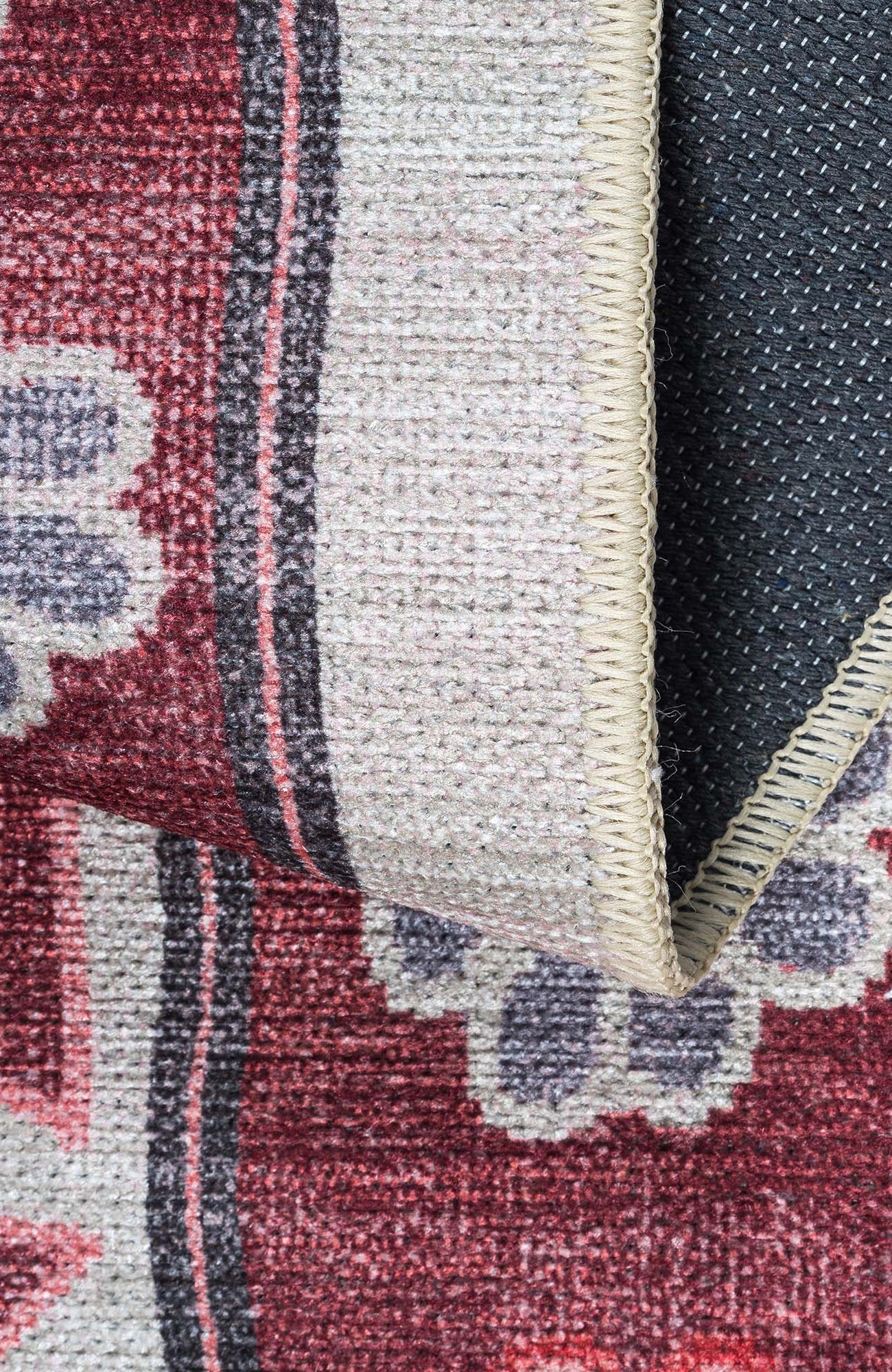 Aura Red Orange Herki Vintage Oushak Rug