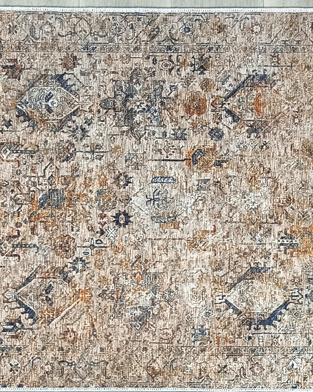 Persian Style Brown Beige Vintage Design Rug