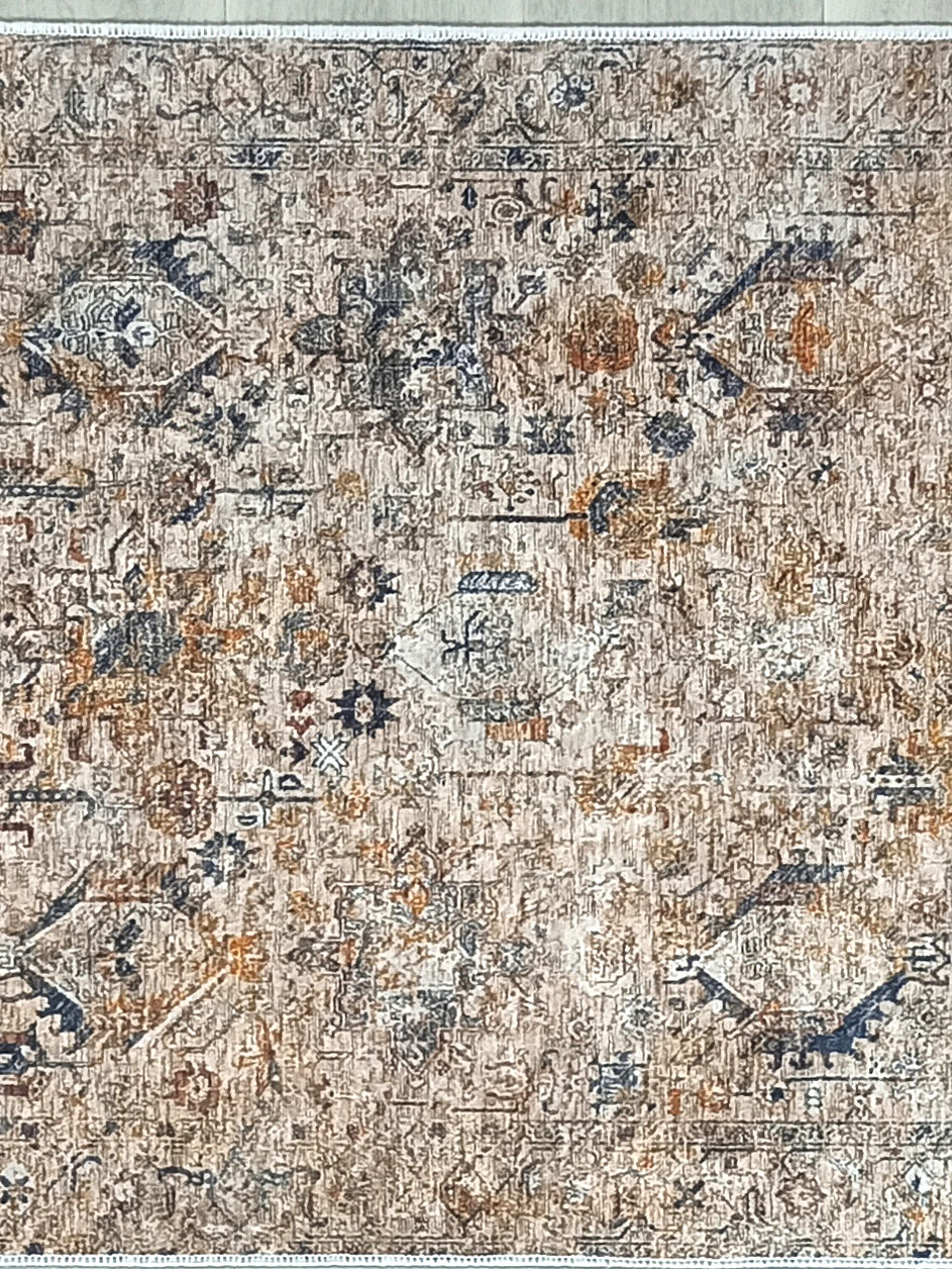 Persian Style Brown Beige Vintage Design Rug