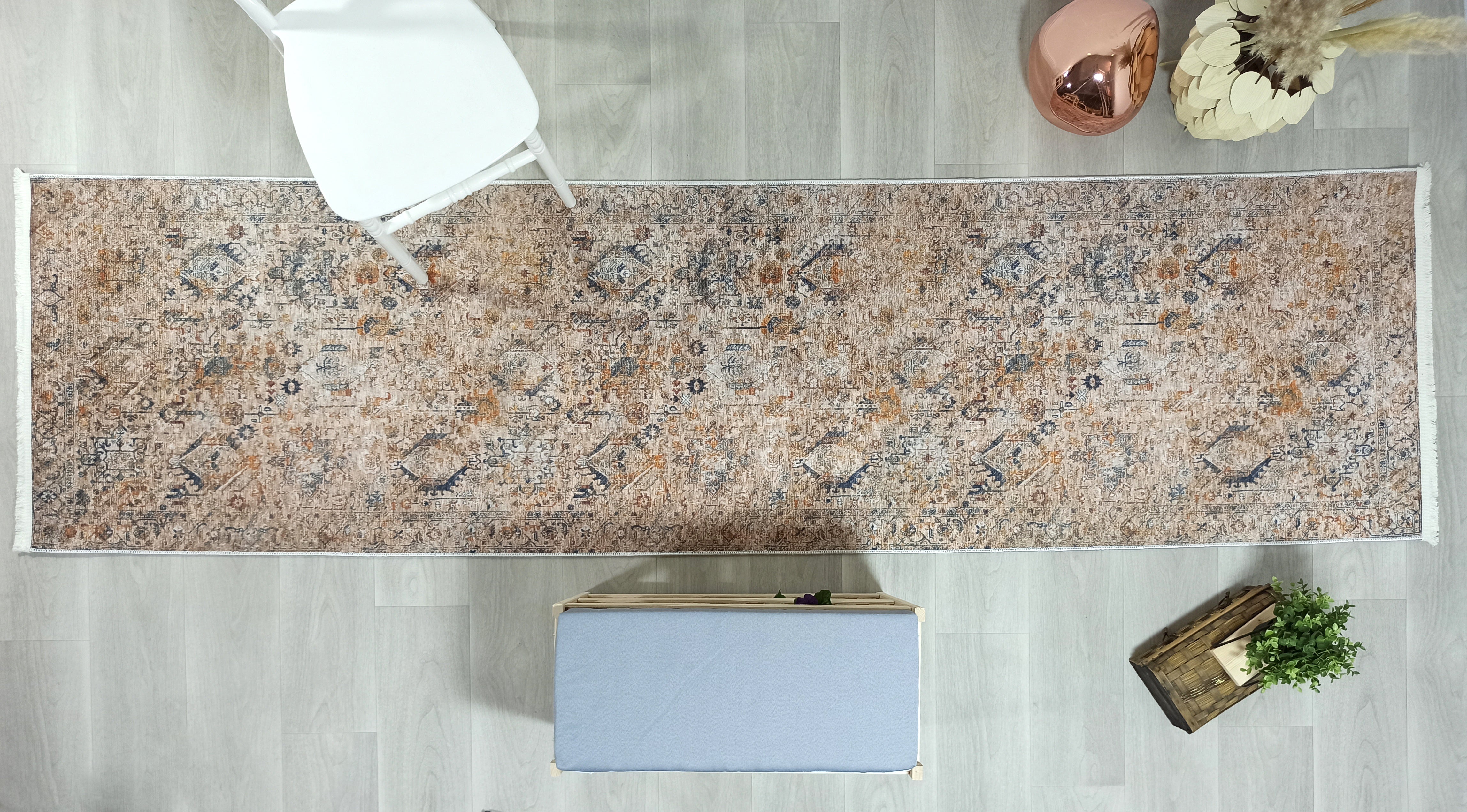 Persian Style Brown Beige Vintage Design Rug