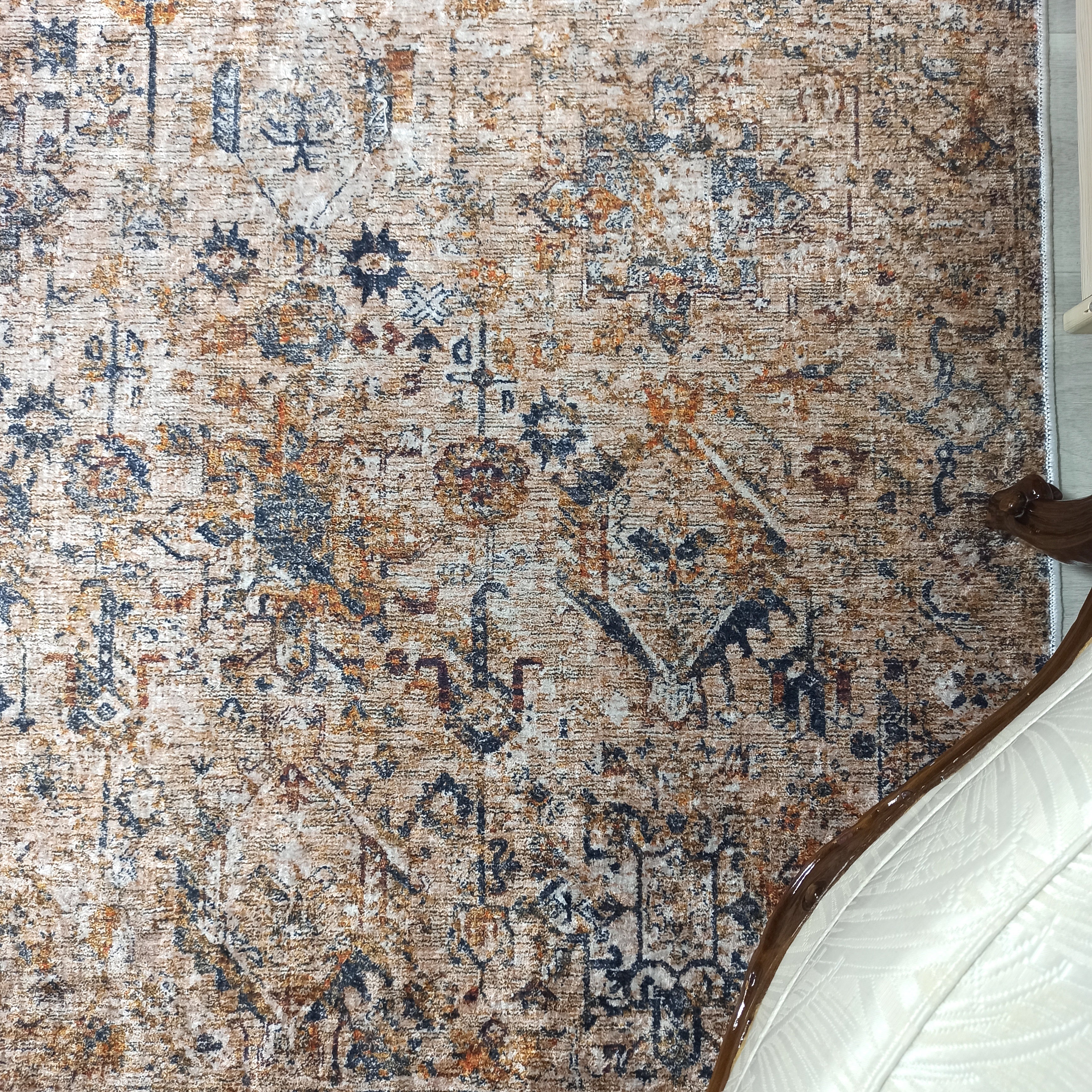 Persian Style Brown Beige Vintage Design Rug