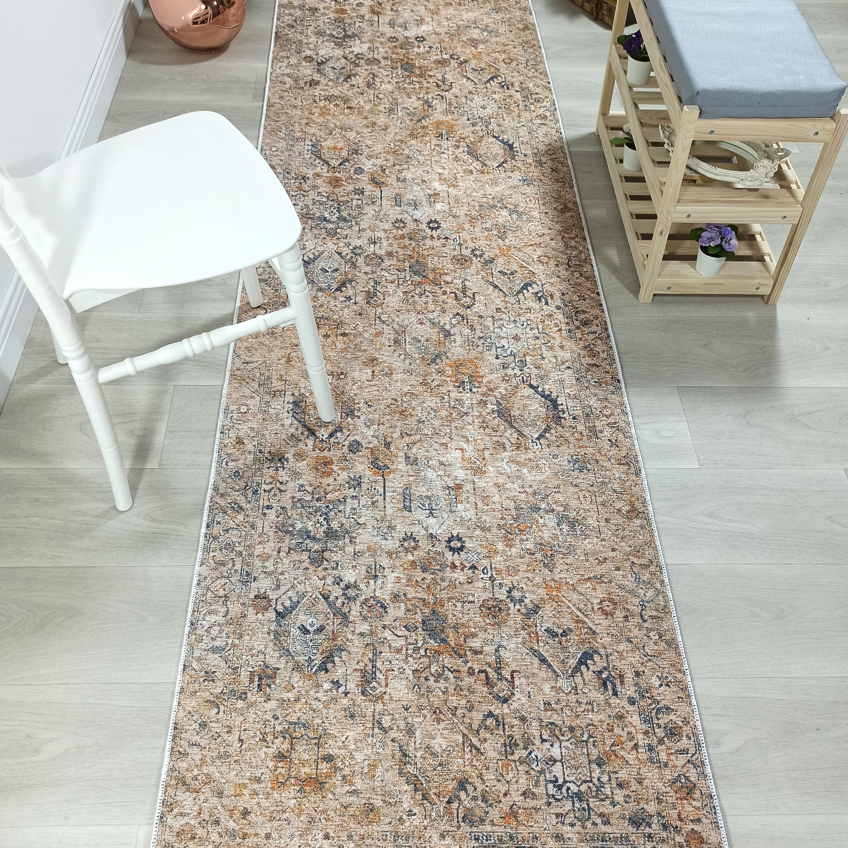 Persian Style Brown Beige Vintage Design Rug