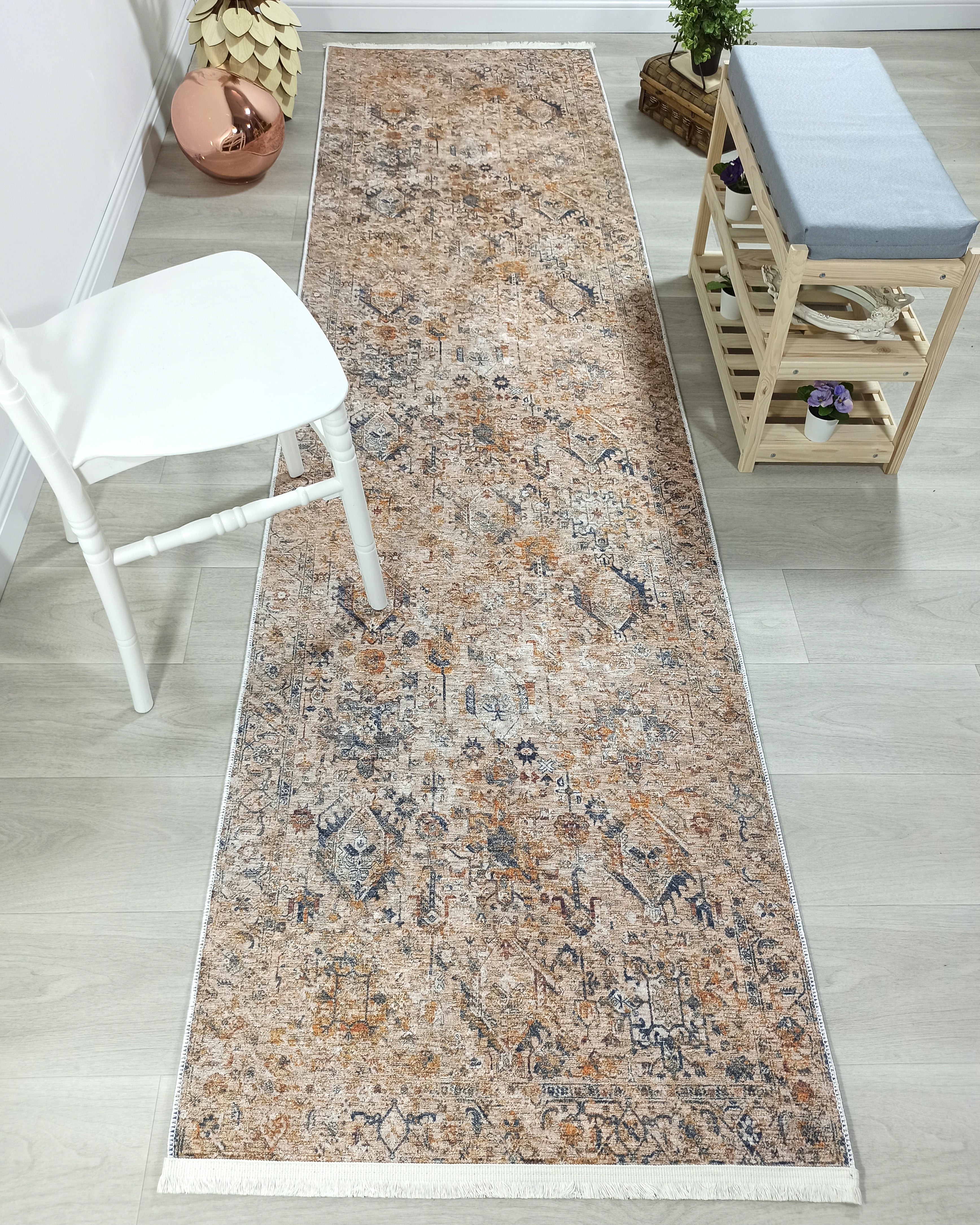 Persian Style Brown Beige Vintage Design Rug