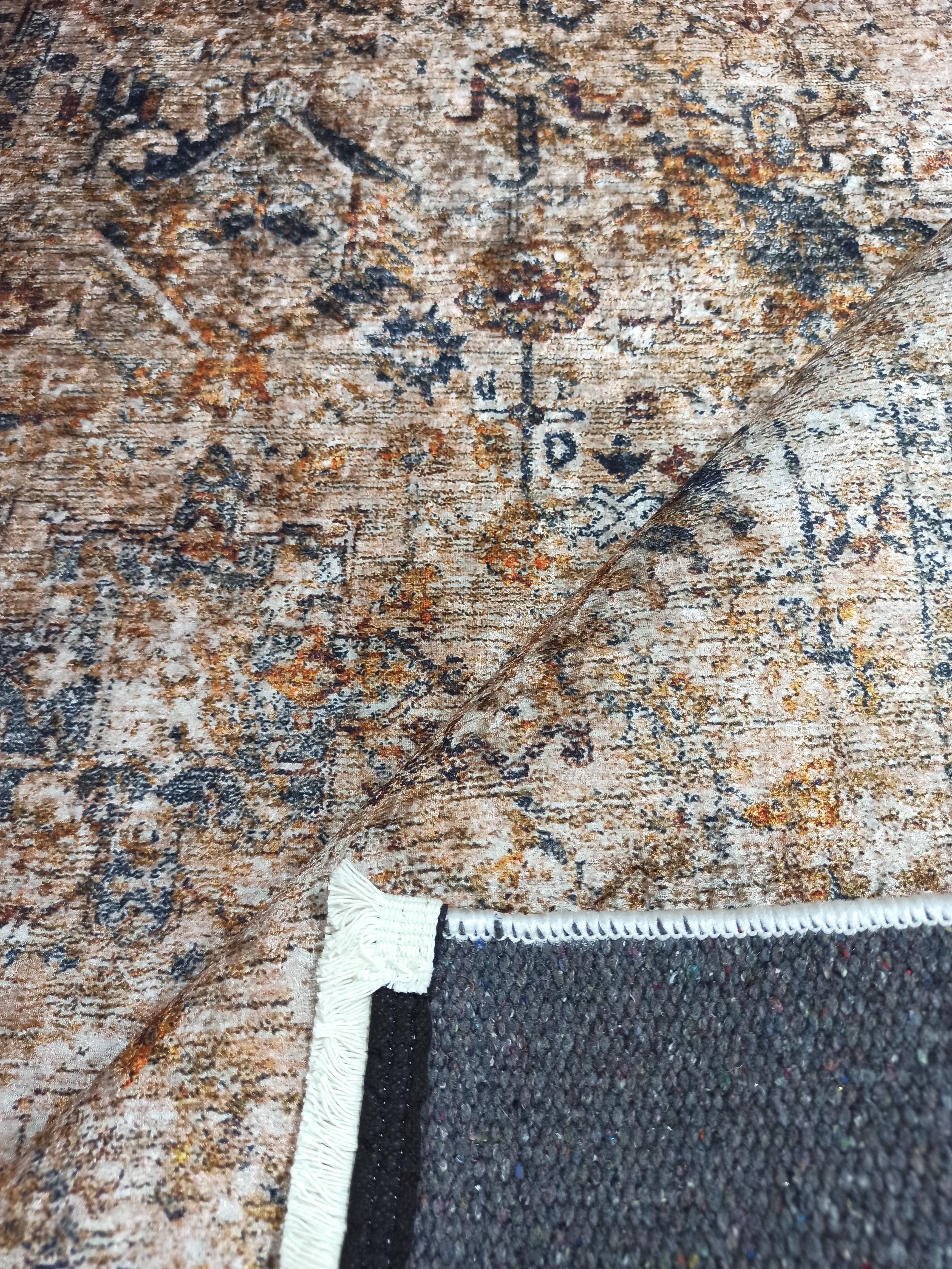 Persian Style Brown Beige Vintage Design Rug