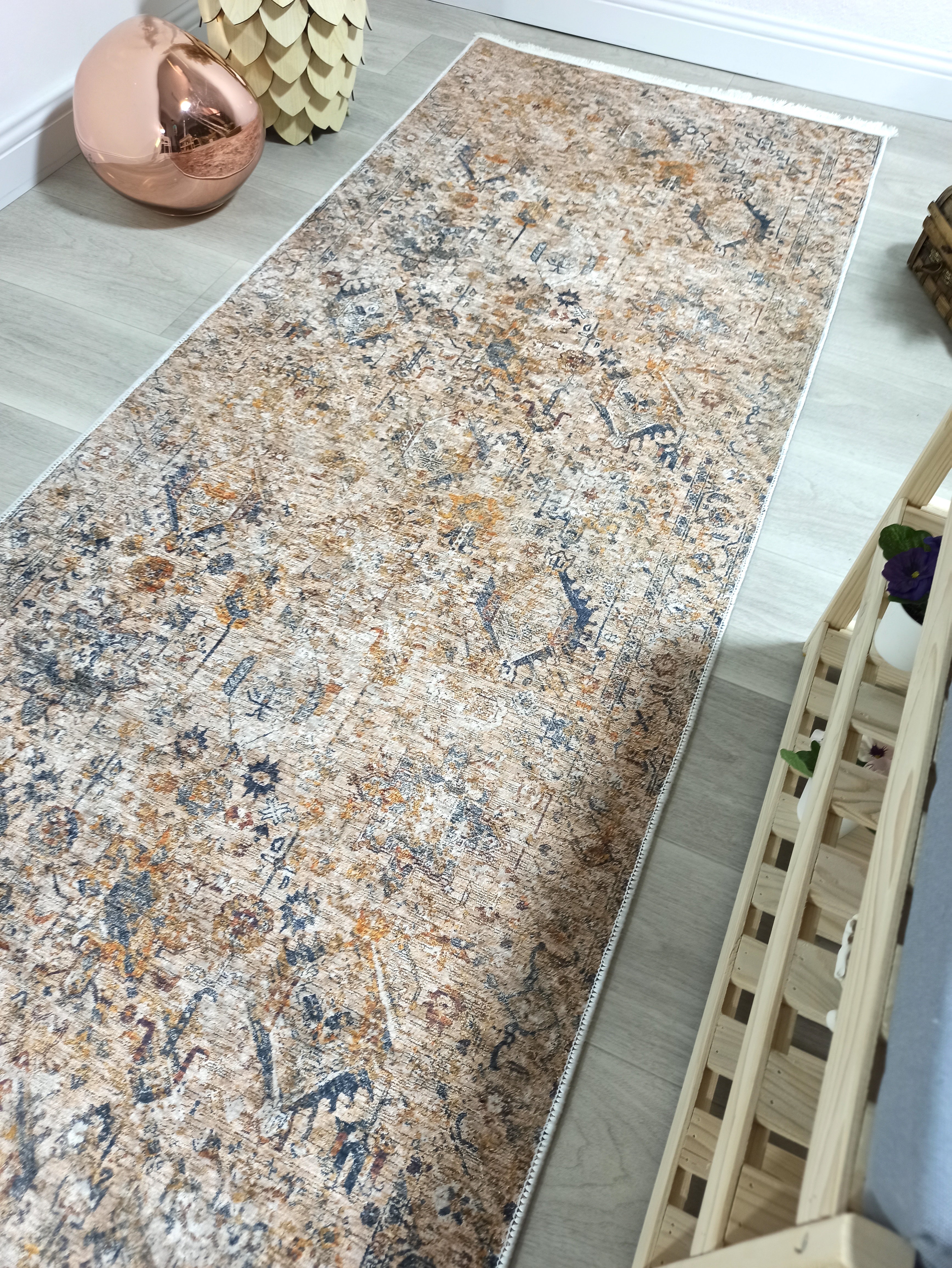 Persian Style Brown Beige Vintage Design Rug