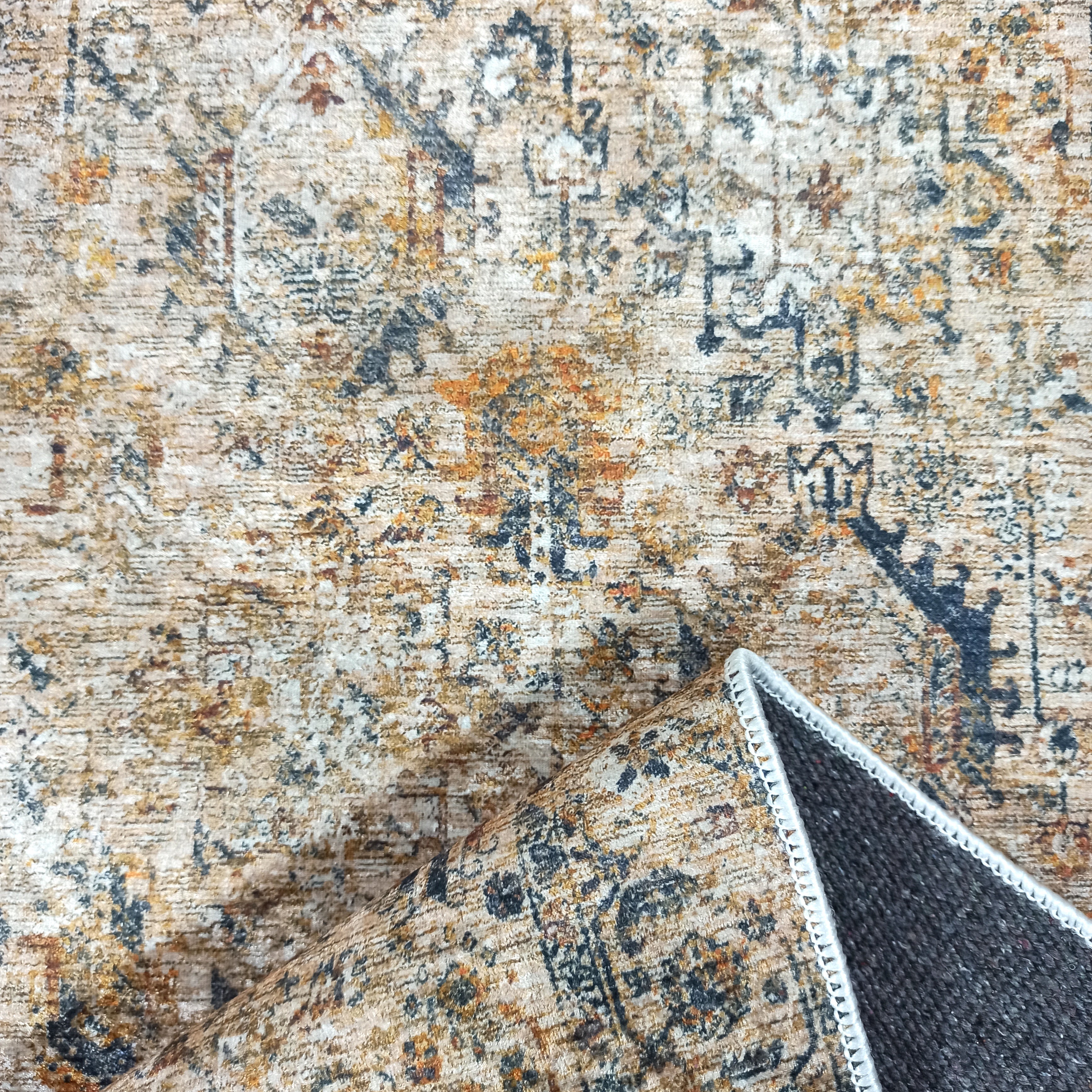 Persian Style Brown Beige Vintage Design Rug