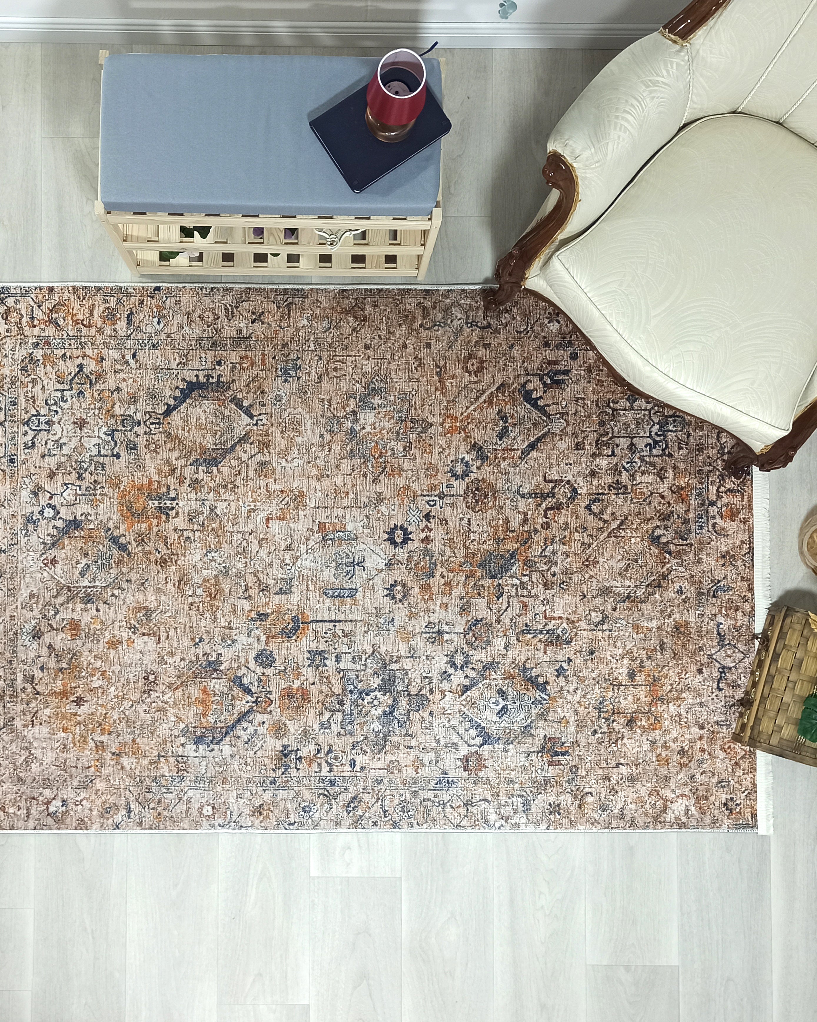 Persian Style Brown Beige Vintage Design Rug