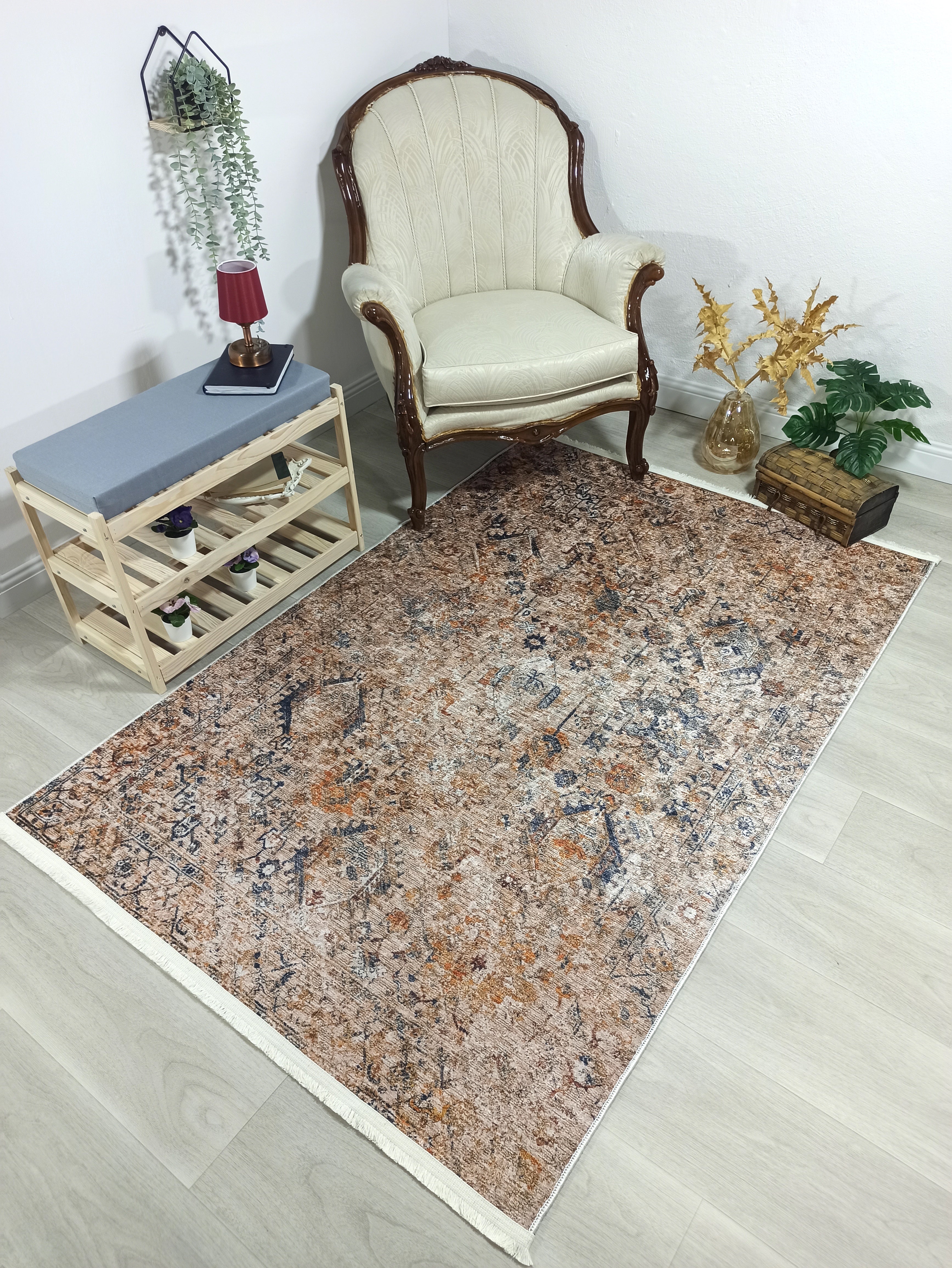 Persian Style Brown Beige Vintage Design Rug