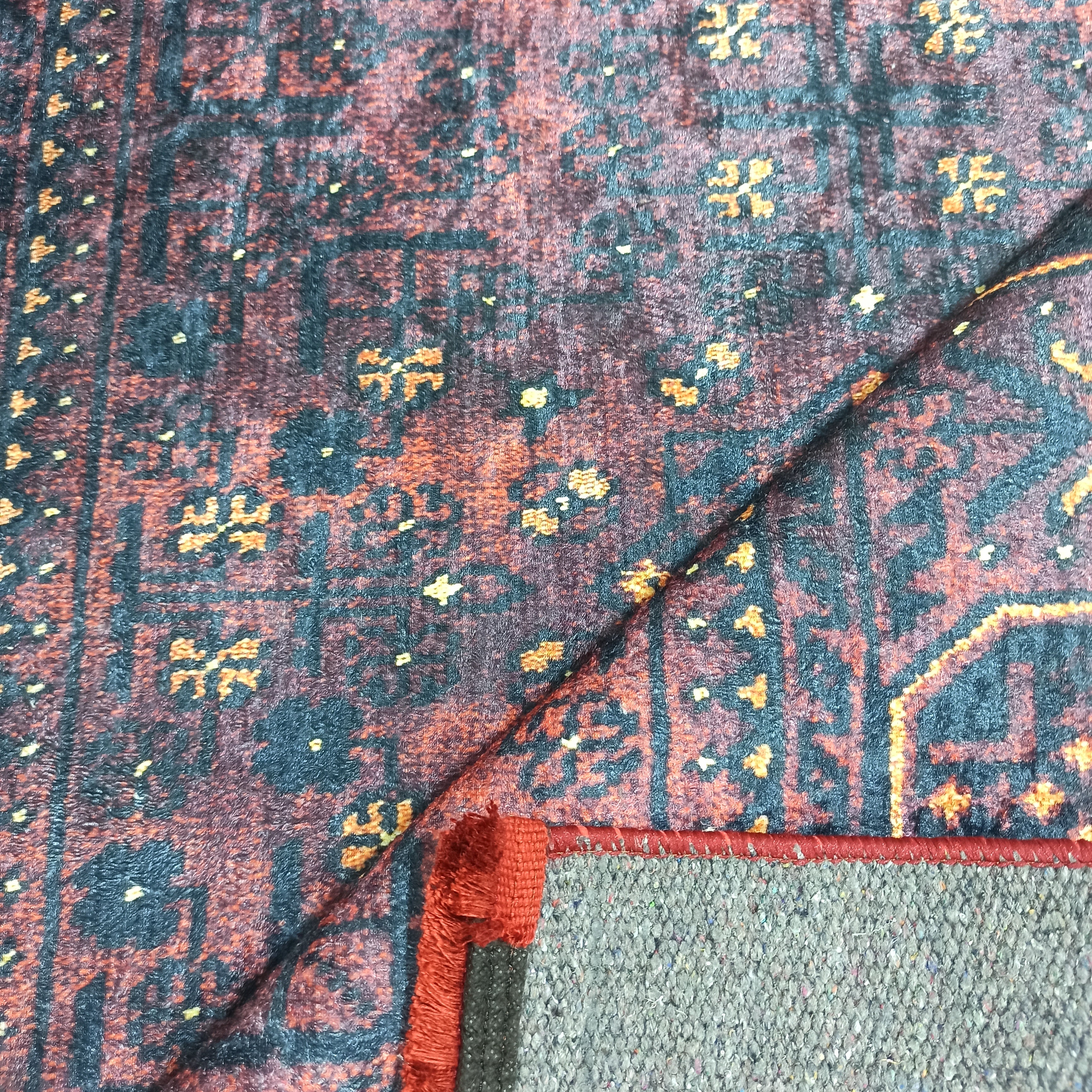 Turkish Oushak Traditional Mid-century Red Navy Blue Rug