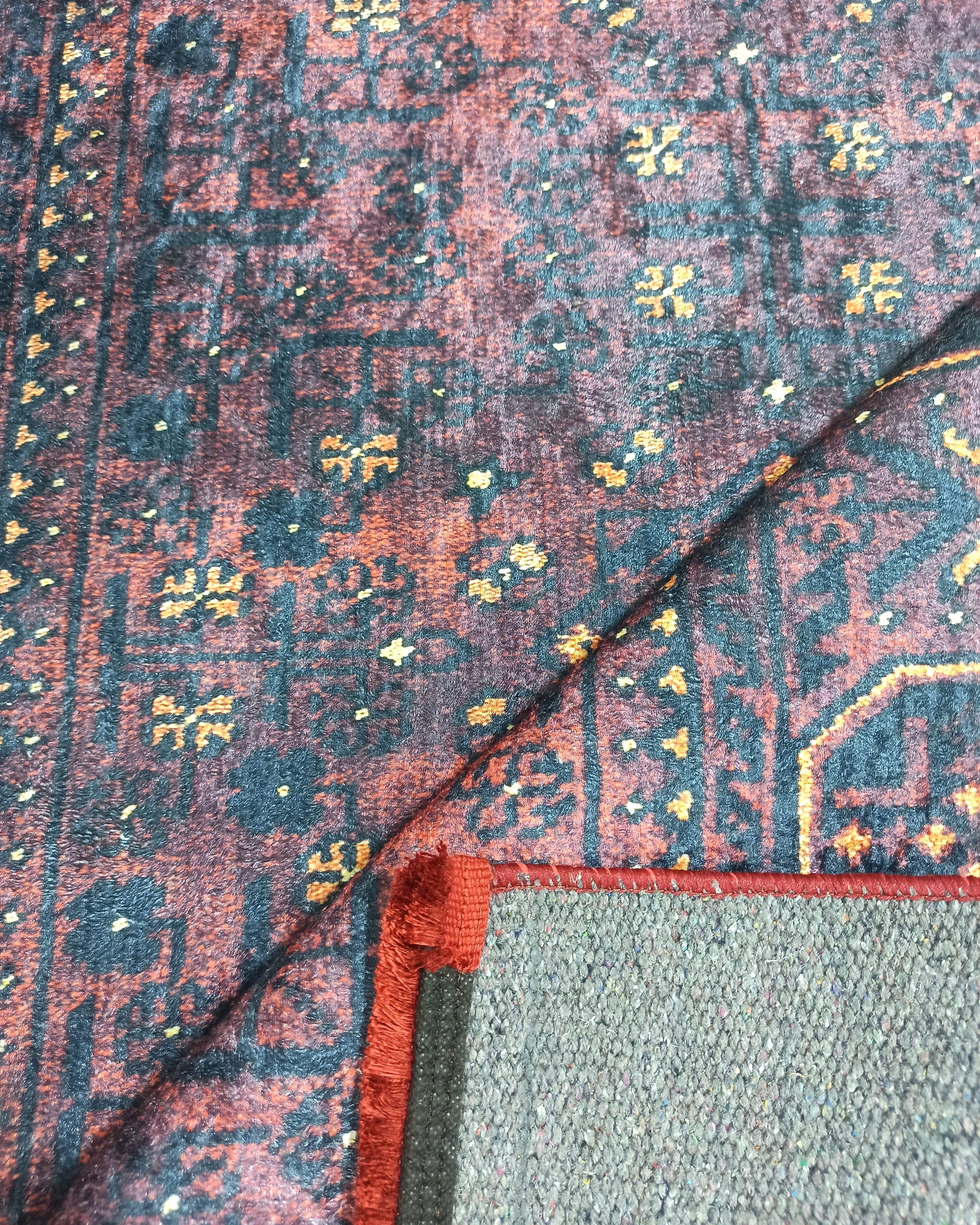 Turkish Oushak Traditional Mid-century Red Navy Blue Rug