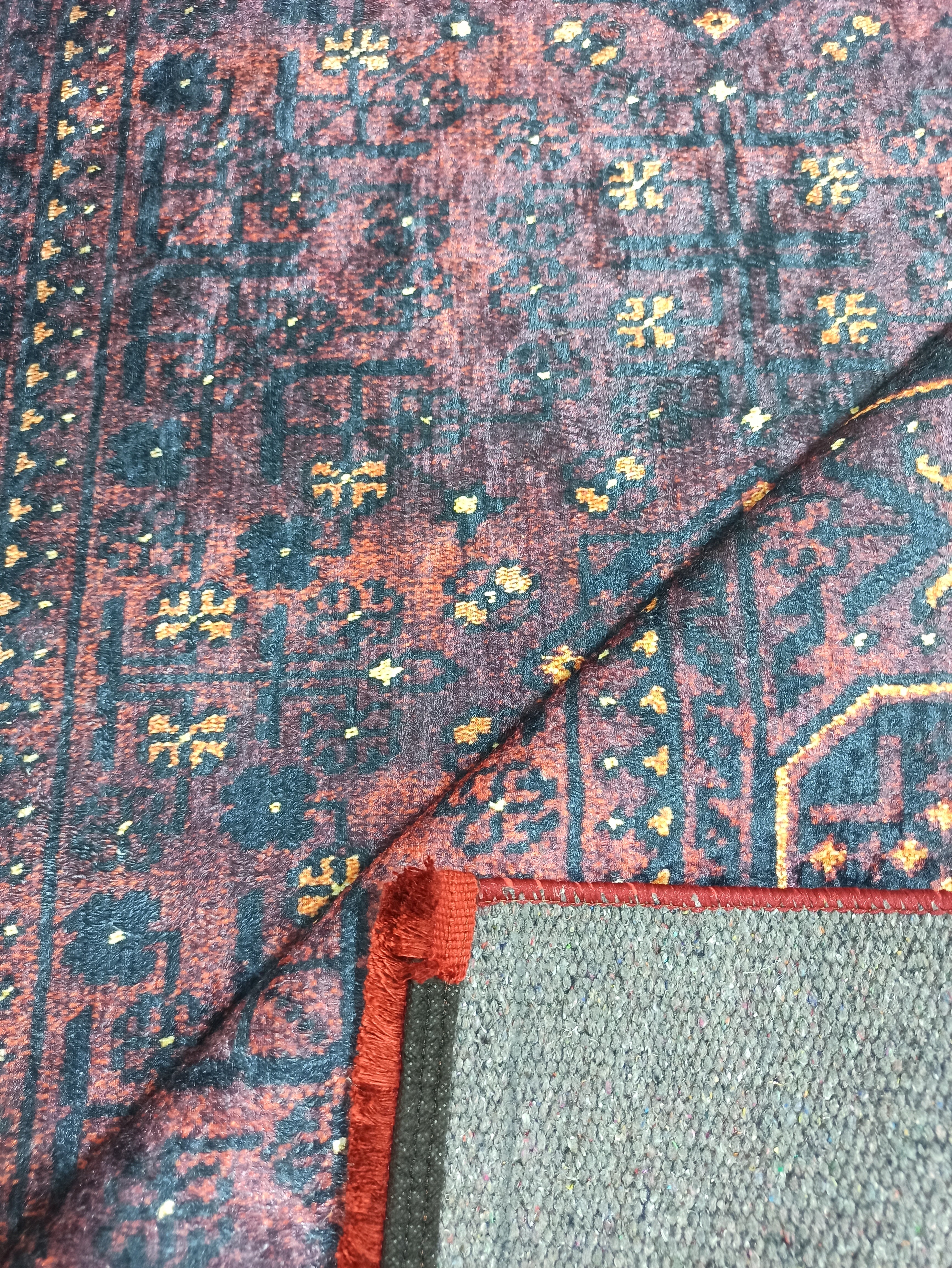 Turkish Oushak Traditional Mid-century Red Navy Blue Rug