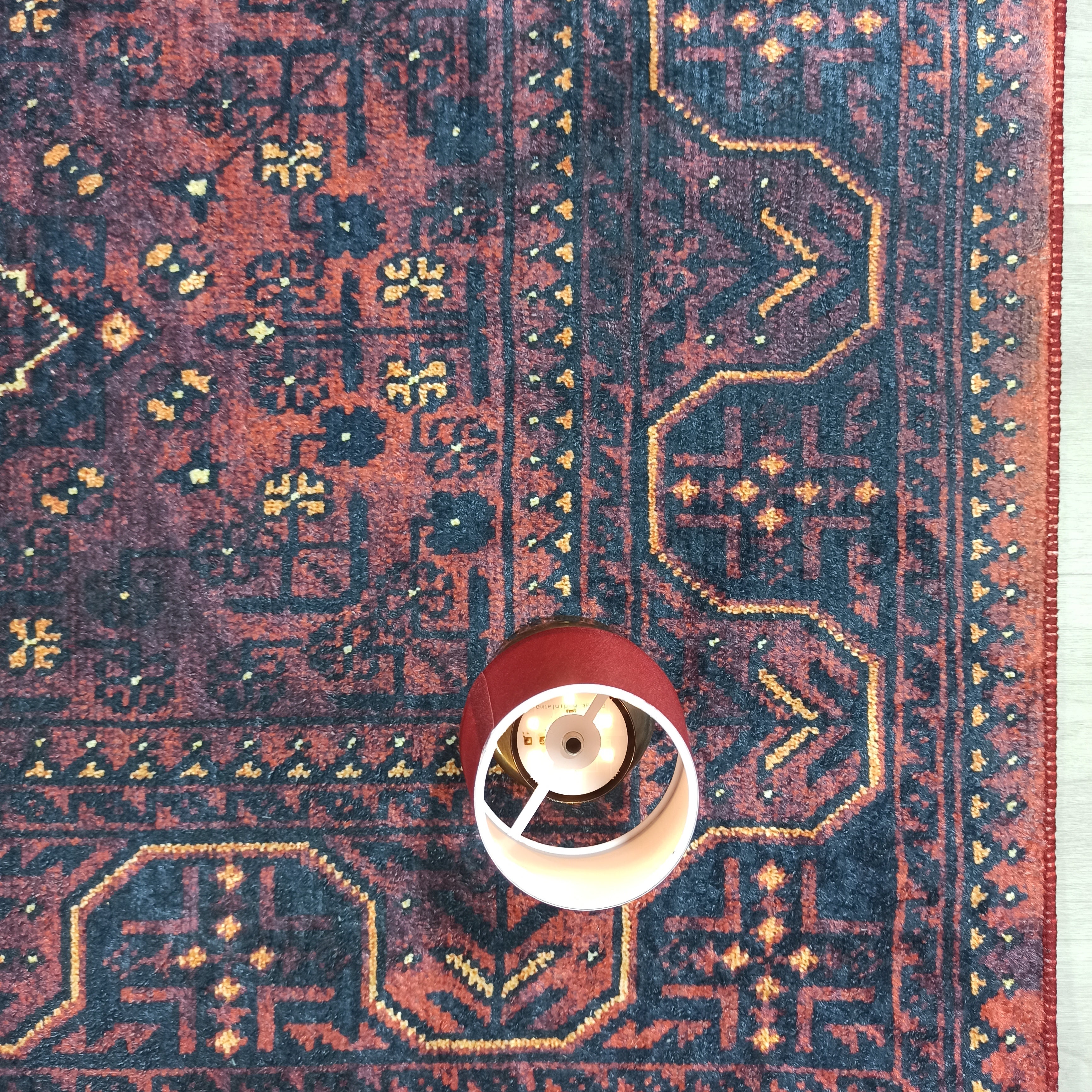 Turkish Oushak Traditional Mid-century Red Navy Blue Rug
