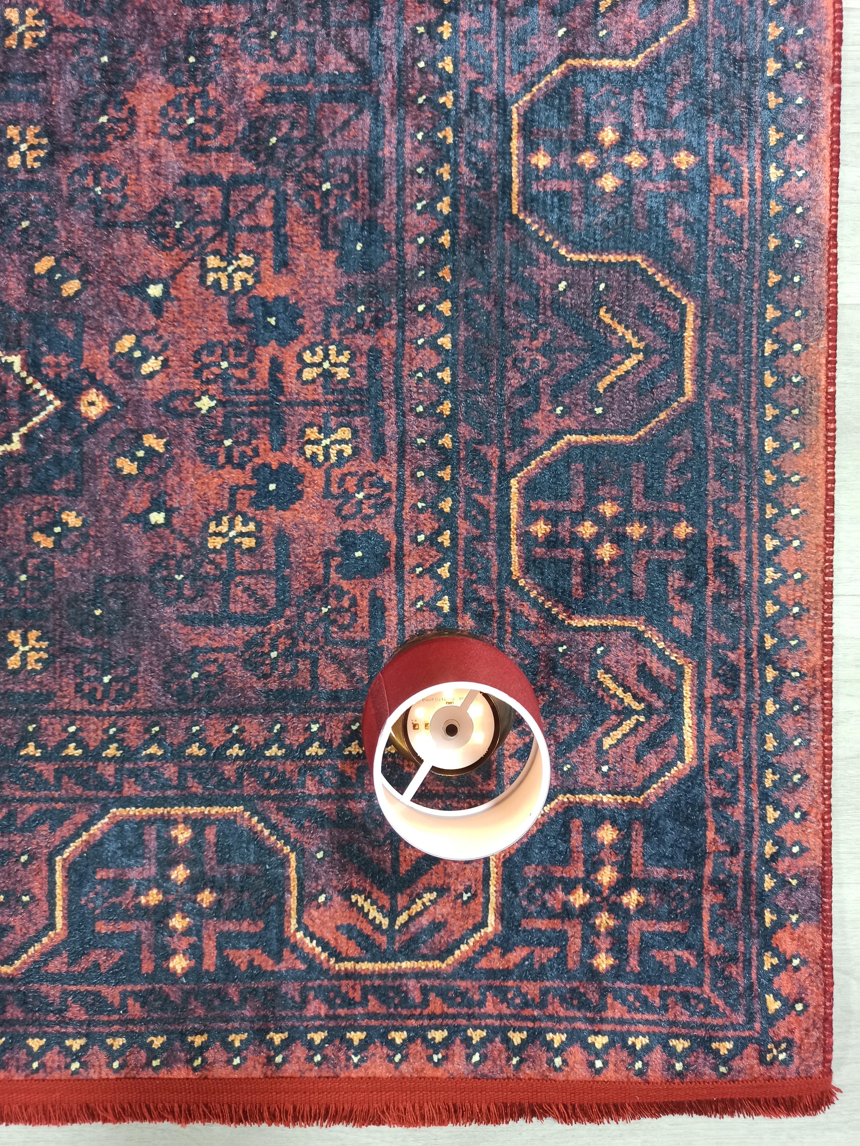 Turkish Oushak Traditional Mid-century Red Navy Blue Rug