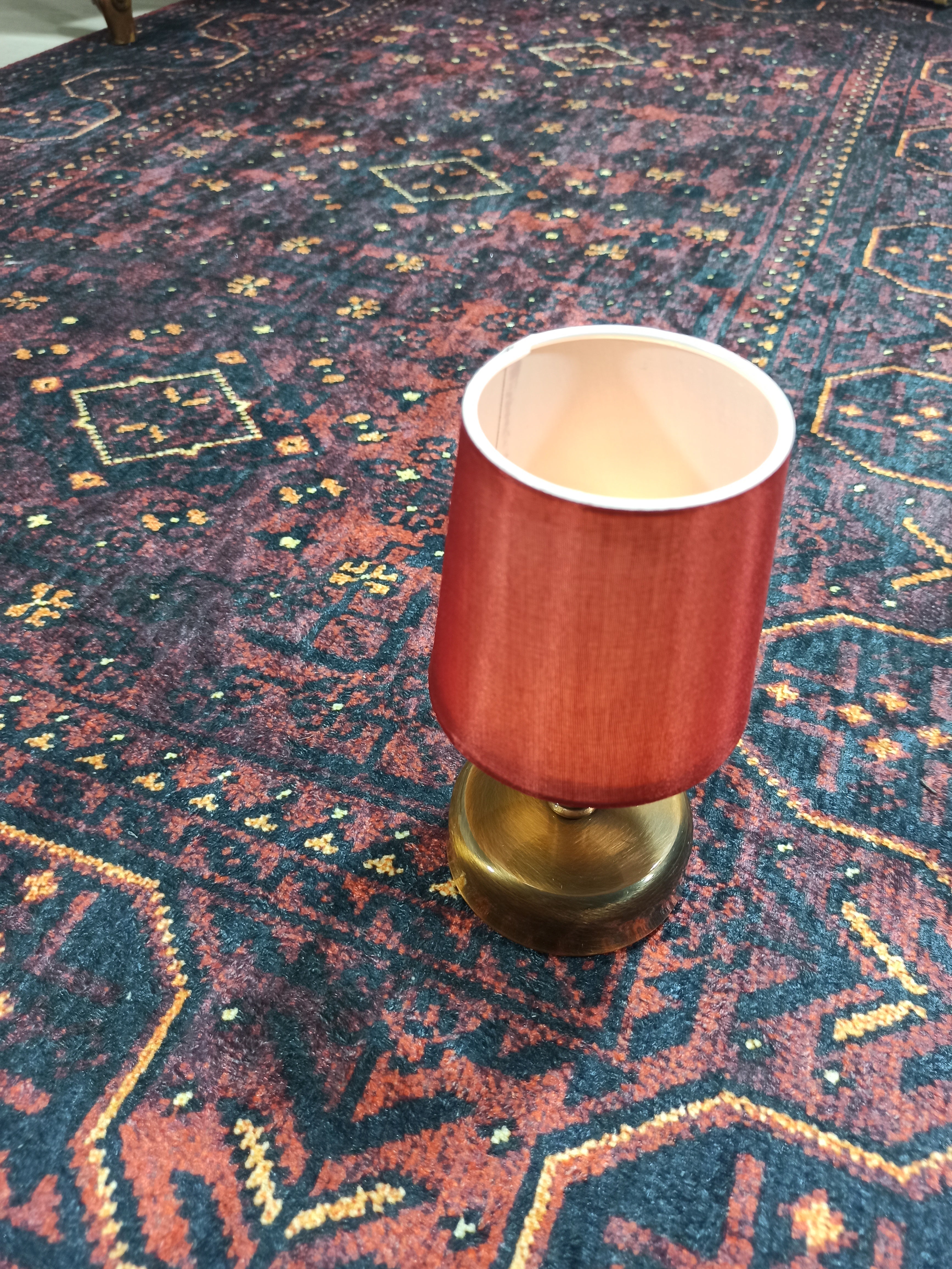 Turkish Oushak Traditional Mid-century Red Navy Blue Rug