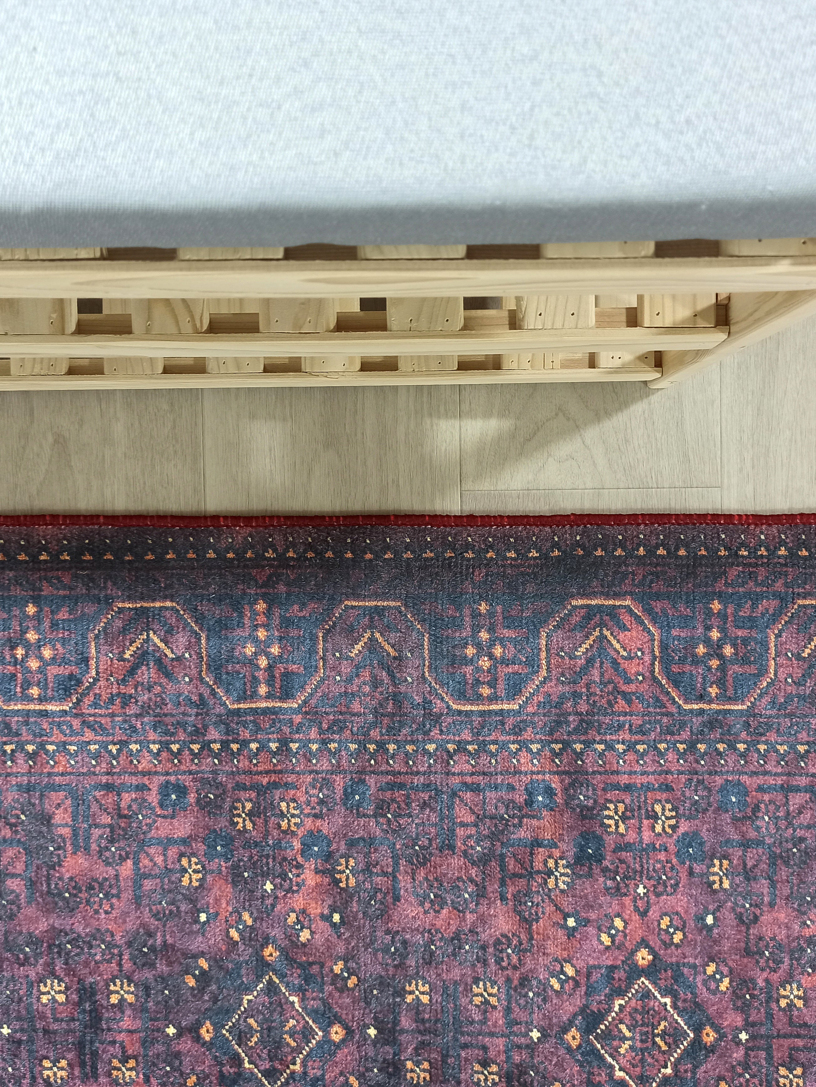 Turkish Oushak Traditional Mid-century Red Navy Blue Rug