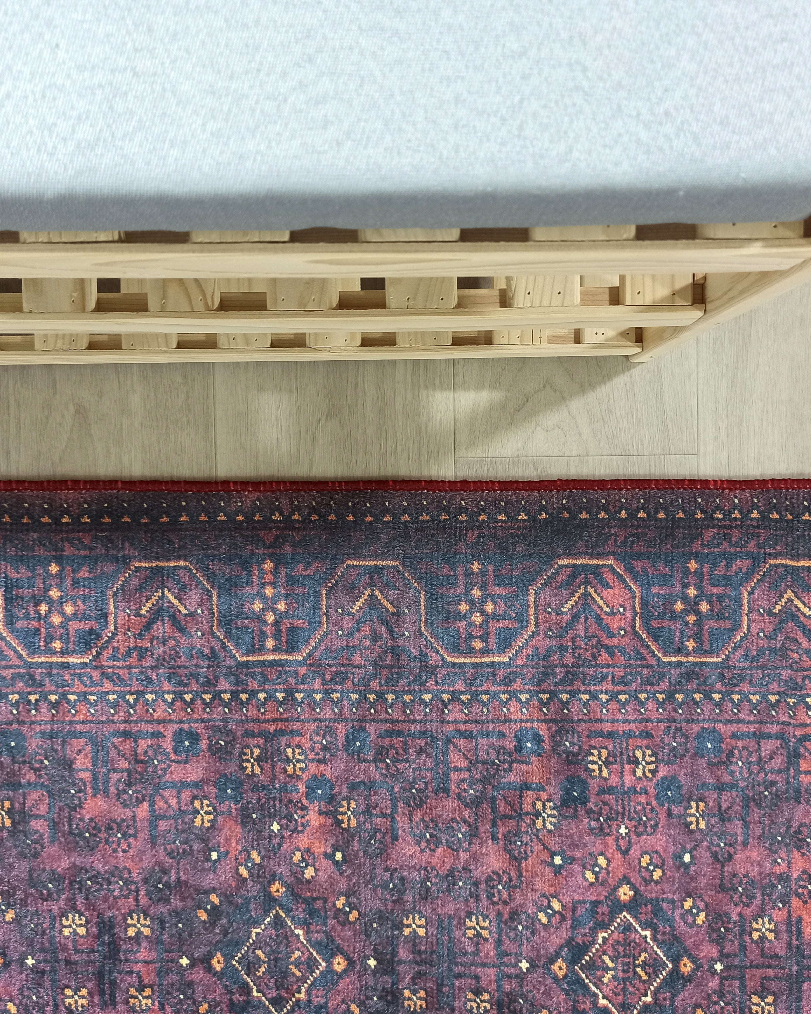 Turkish Oushak Traditional Mid-century Red Navy Blue Rug