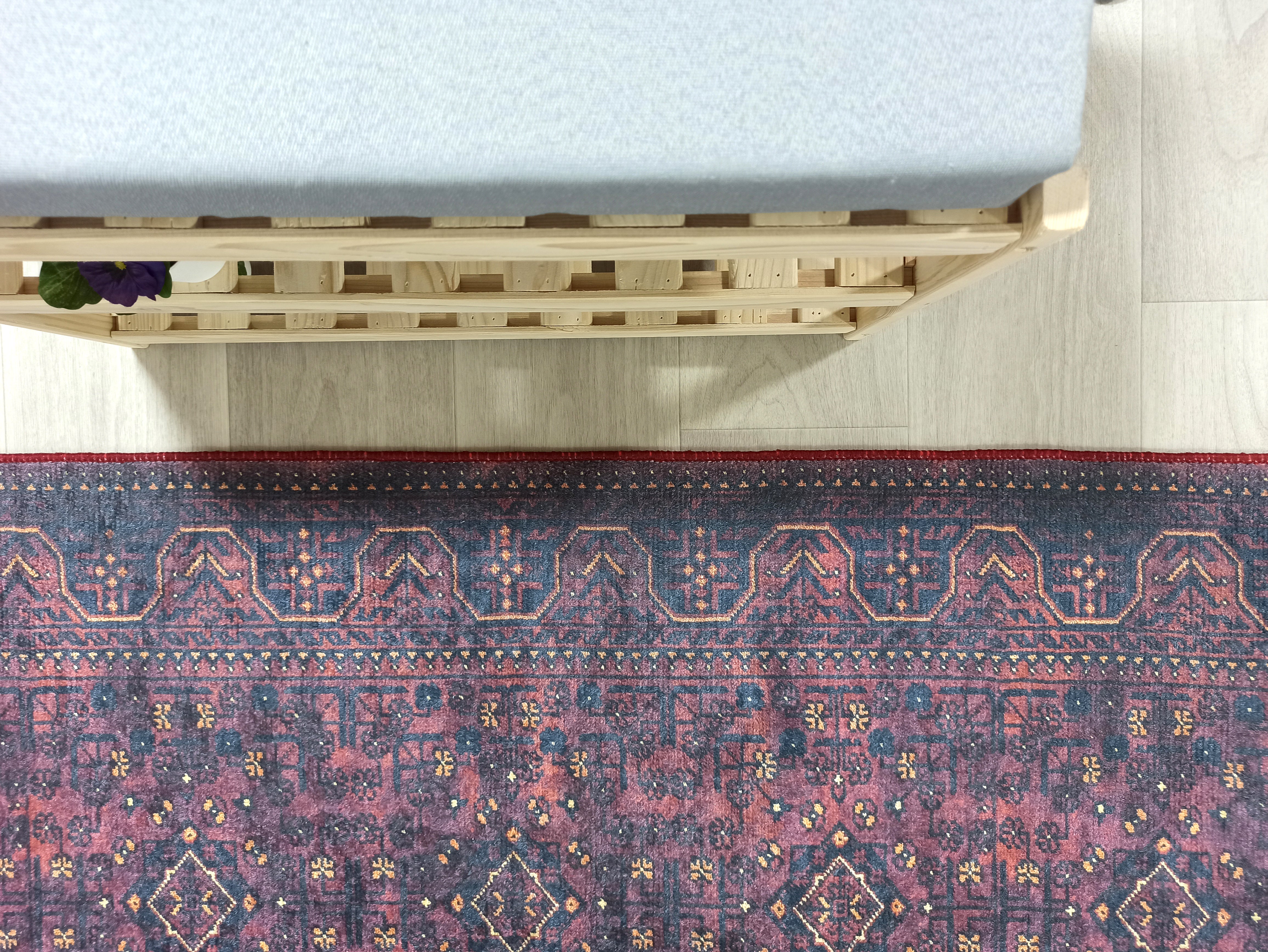 Turkish Oushak Traditional Mid-century Red Navy Blue Rug