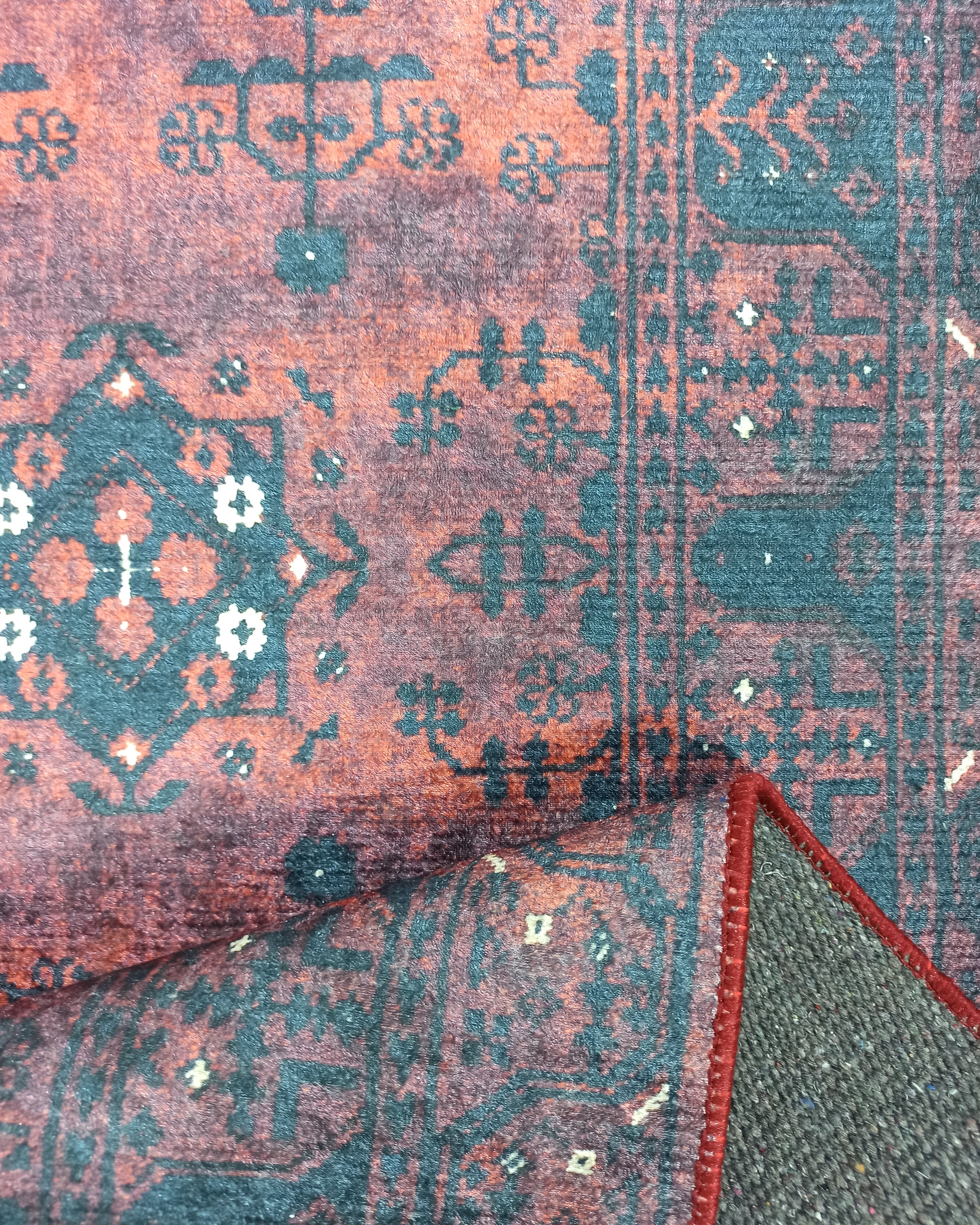 Turkish Oushak Farmhouse Decor Red Navy Blue Rug