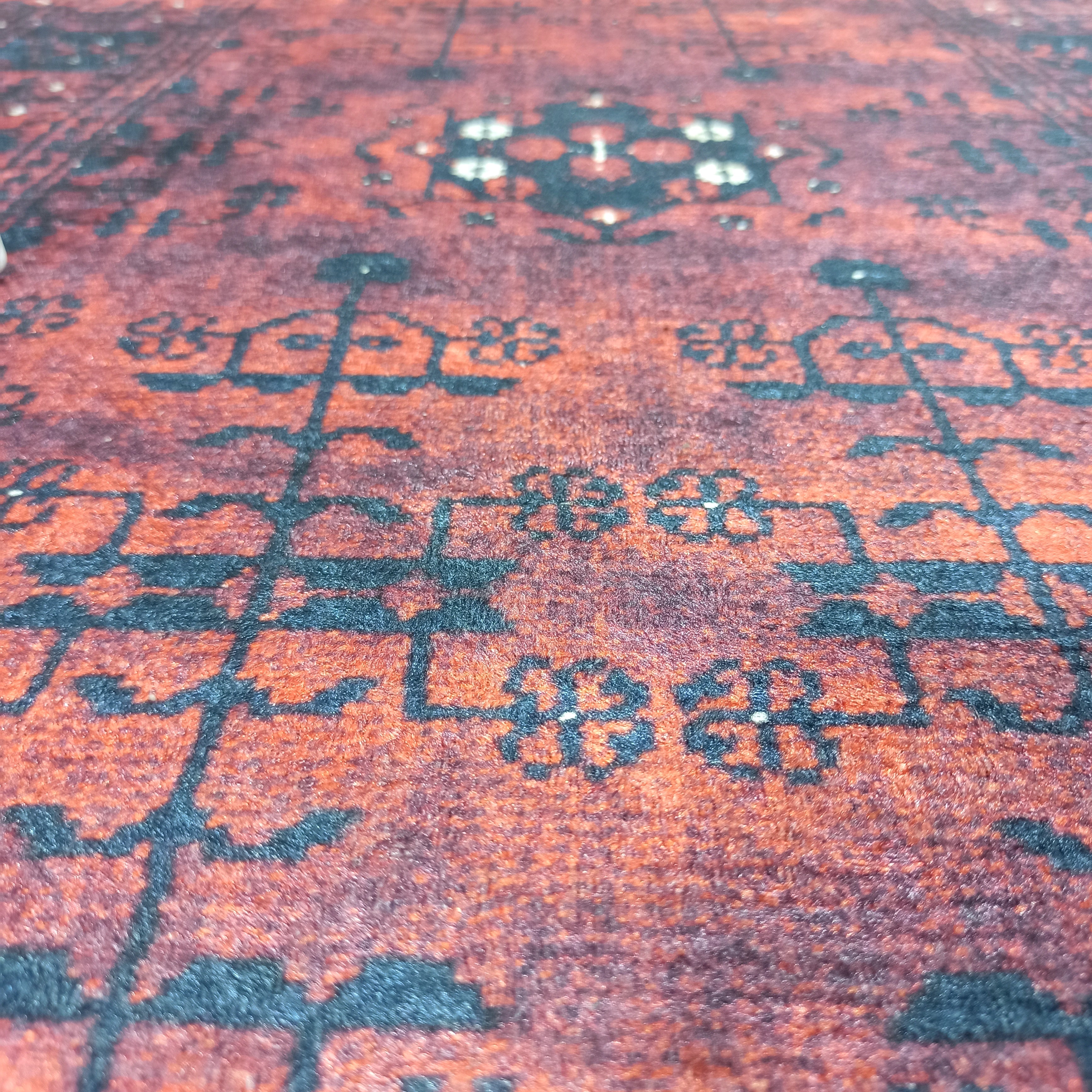 Turkish Oushak Farmhouse Decor Red Navy Blue Rug