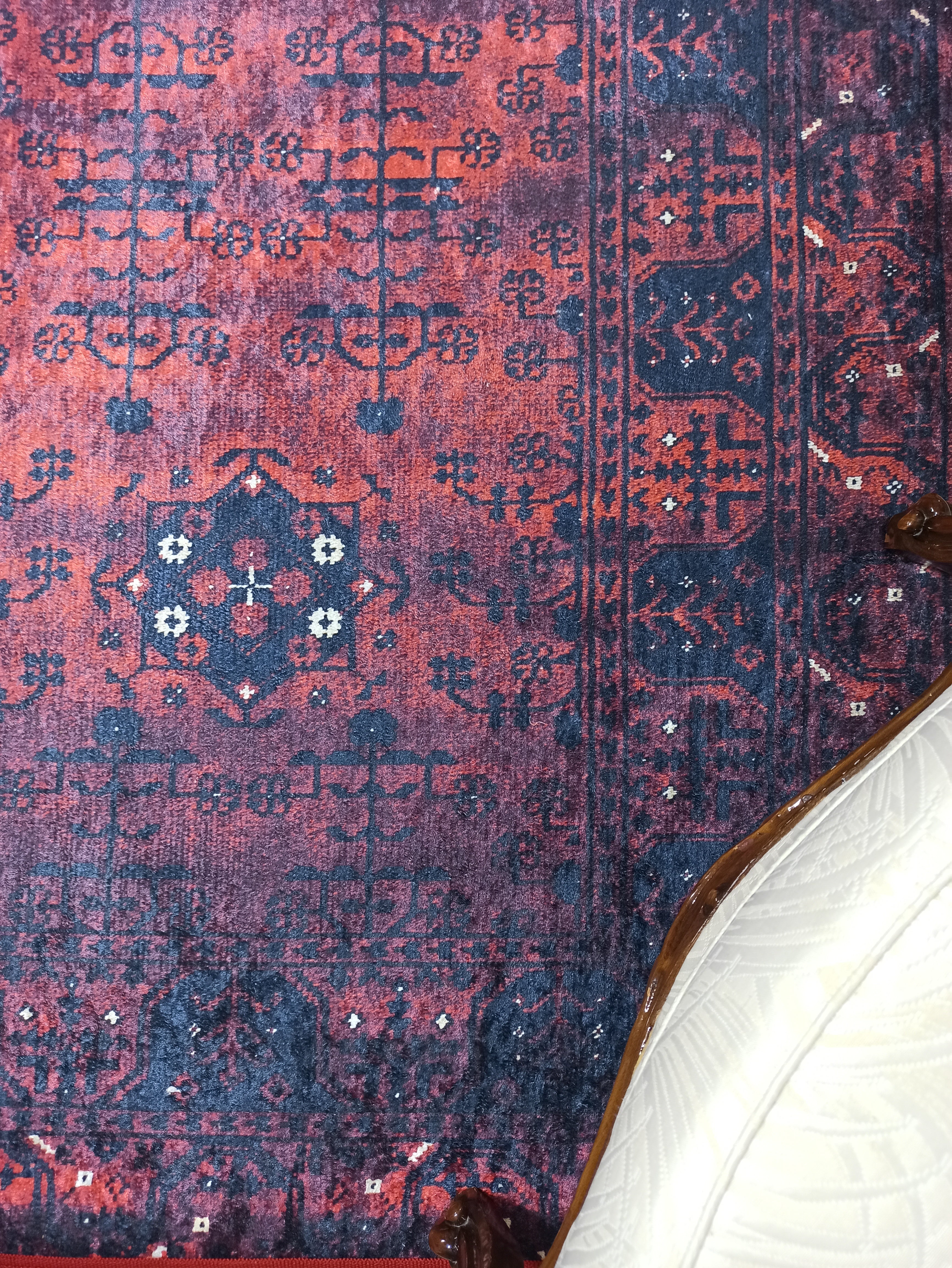 Turkish Oushak Farmhouse Decor Red Navy Blue Rug