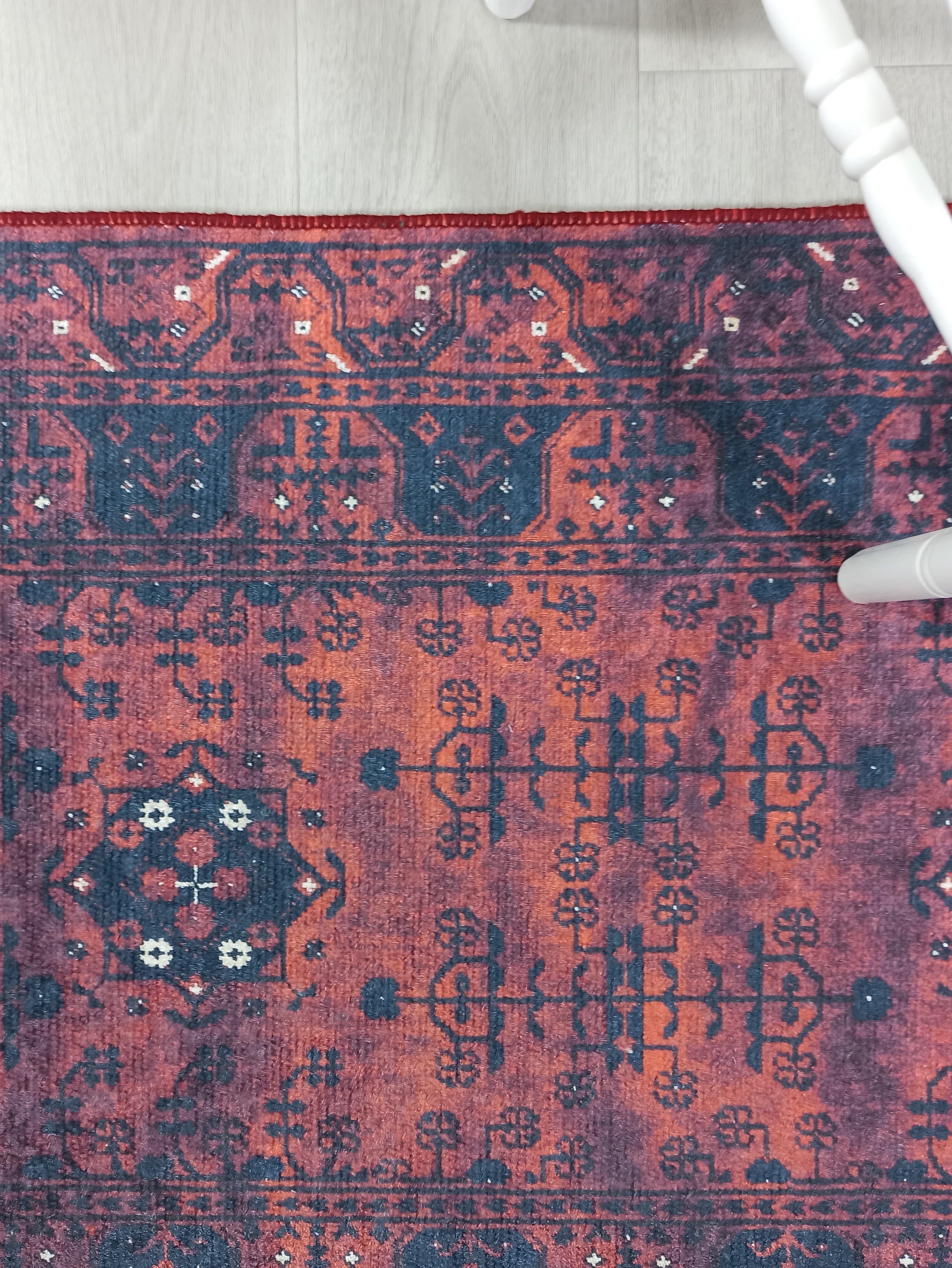 Turkish Oushak Farmhouse Decor Red Navy Blue Rug