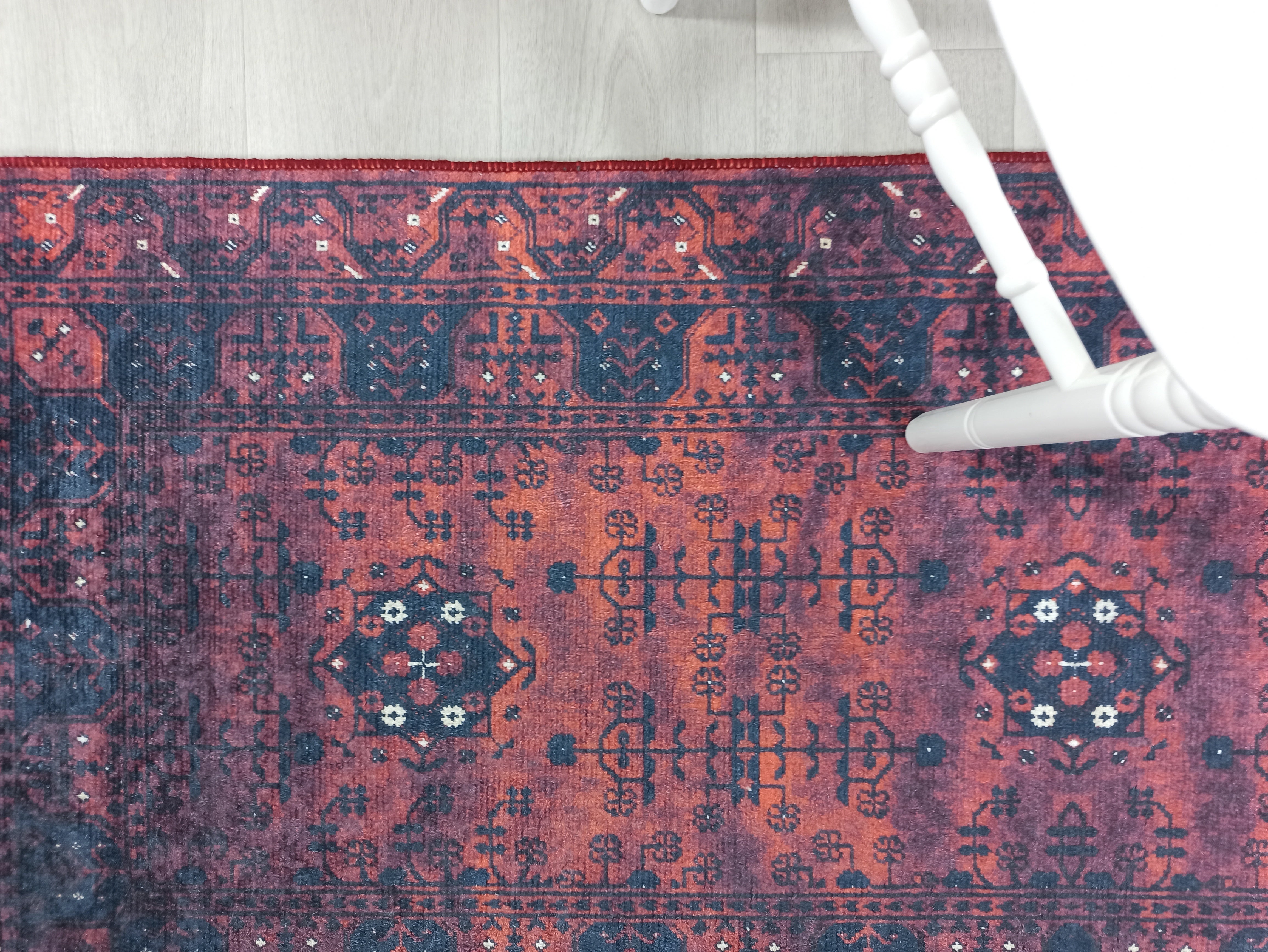 Turkish Oushak Farmhouse Decor Red Navy Blue Rug