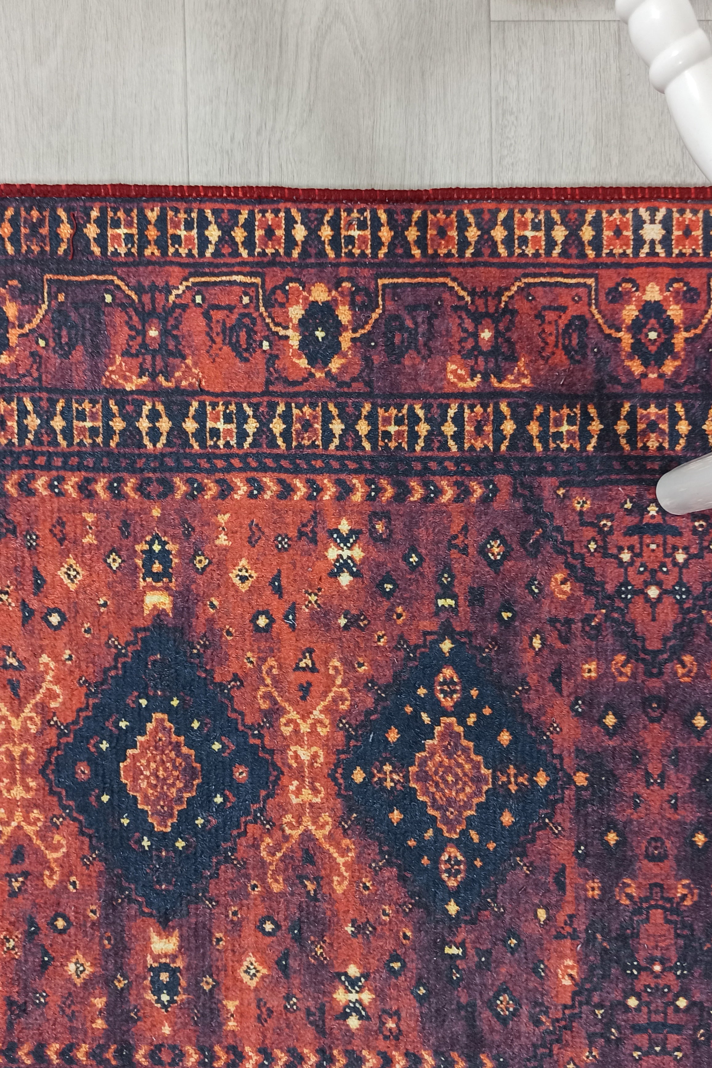 Turkish Oriental Design Red Navy Blue Rug