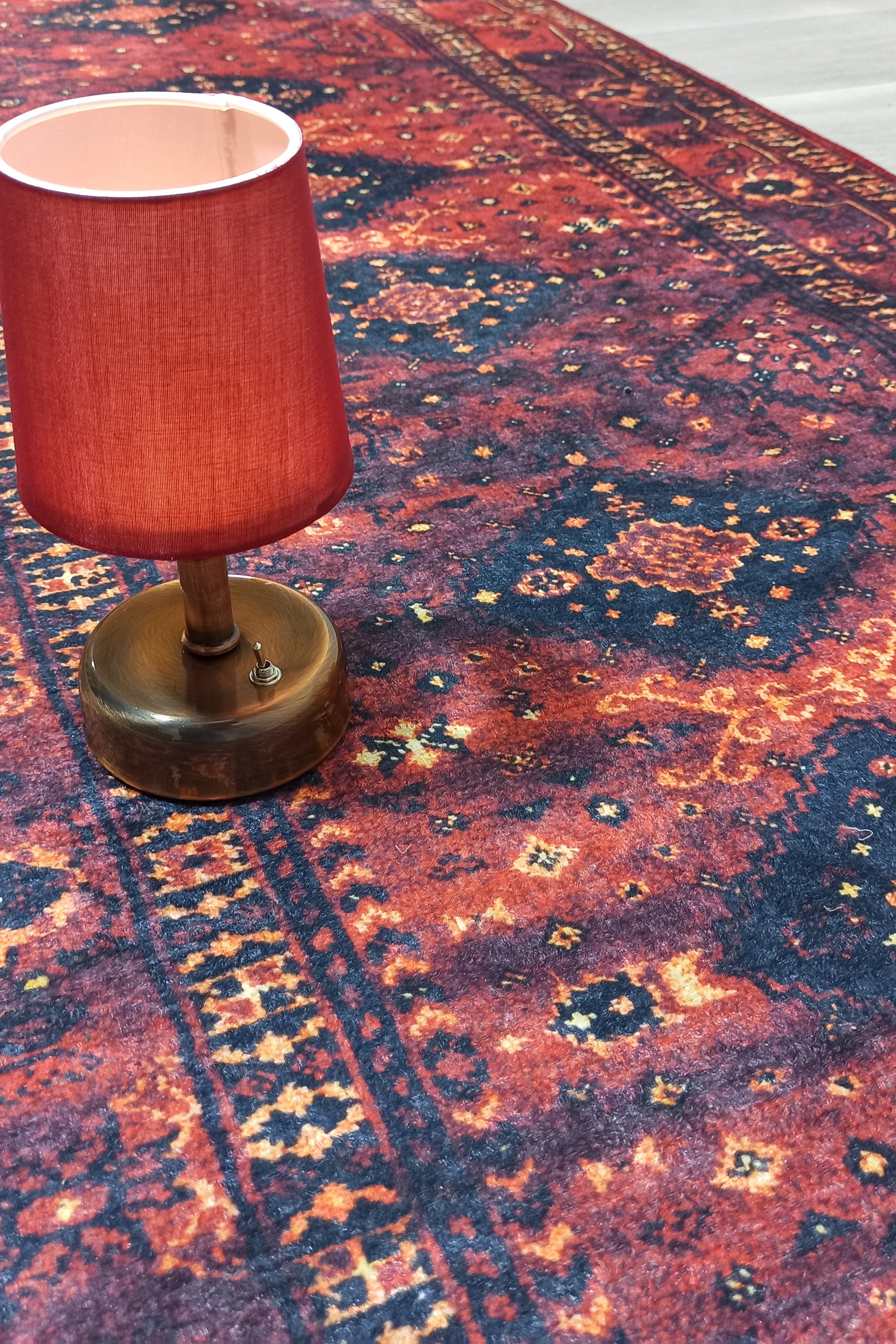 Turkish Oriental Design Red Navy Blue Rug