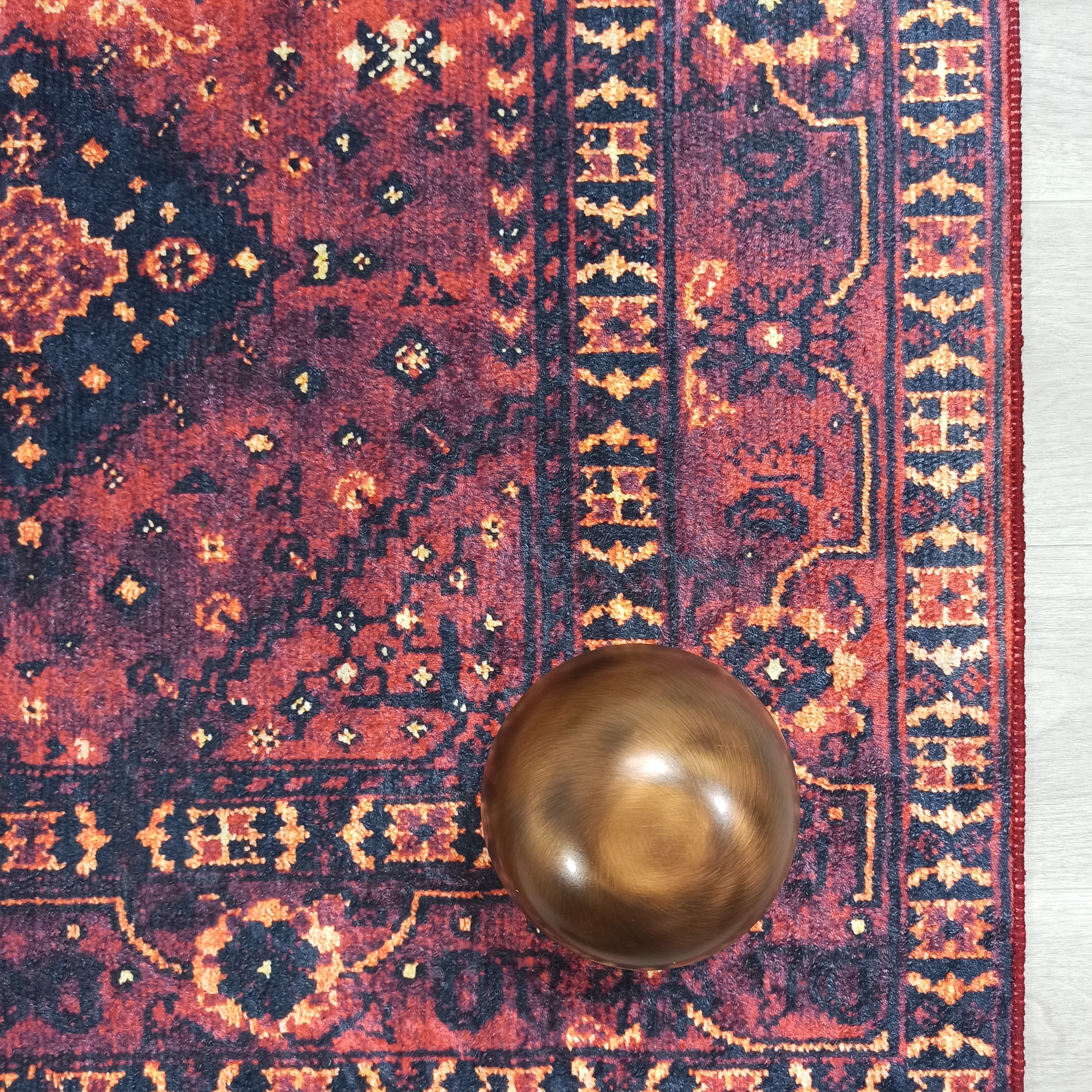 Turkish Oriental Design Red Navy Blue Rug