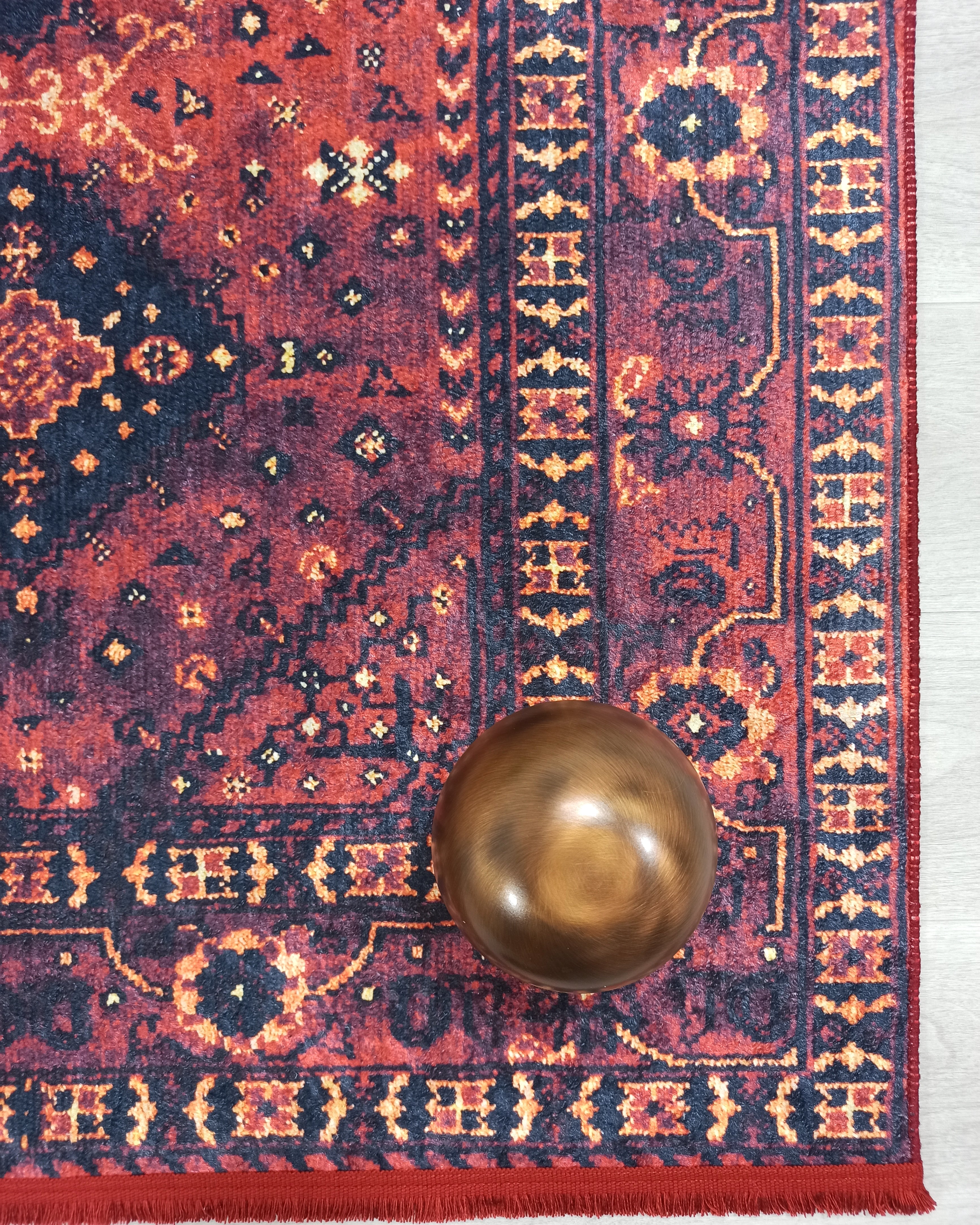 Turkish Oriental Design Red Navy Blue Rug