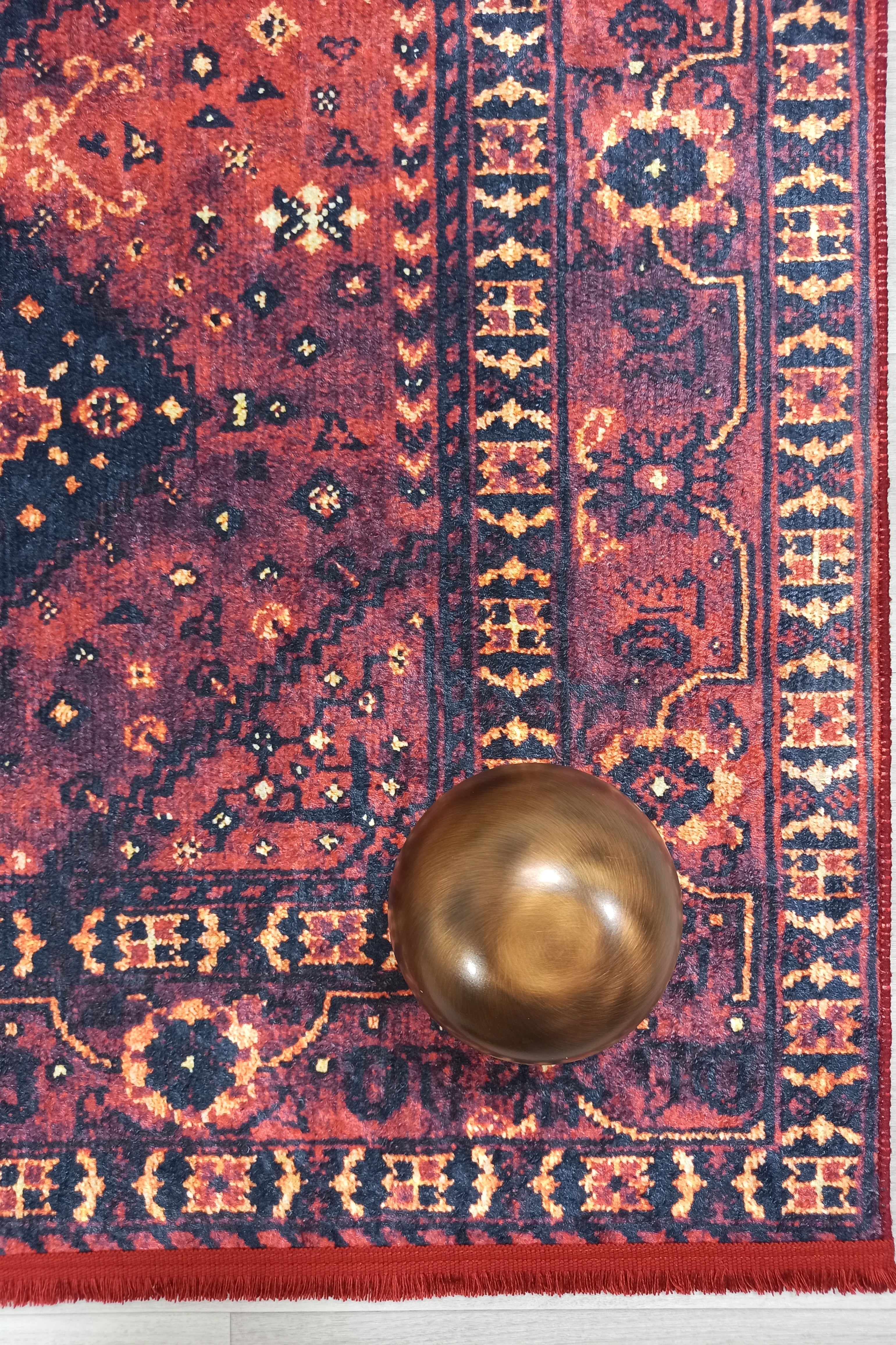 Turkish Oriental Design Red Navy Blue Rug