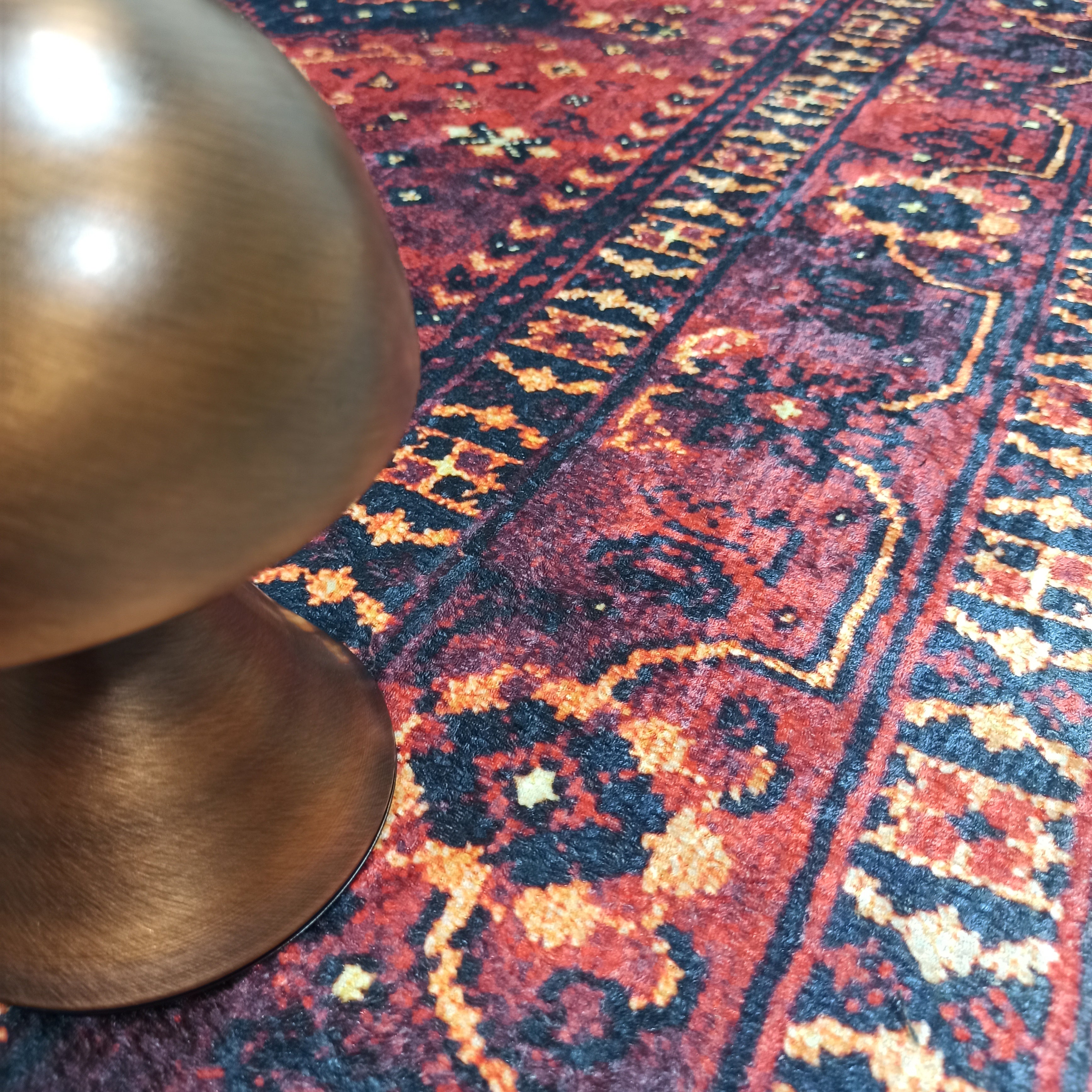 Turkish Oriental Design Red Navy Blue Rug