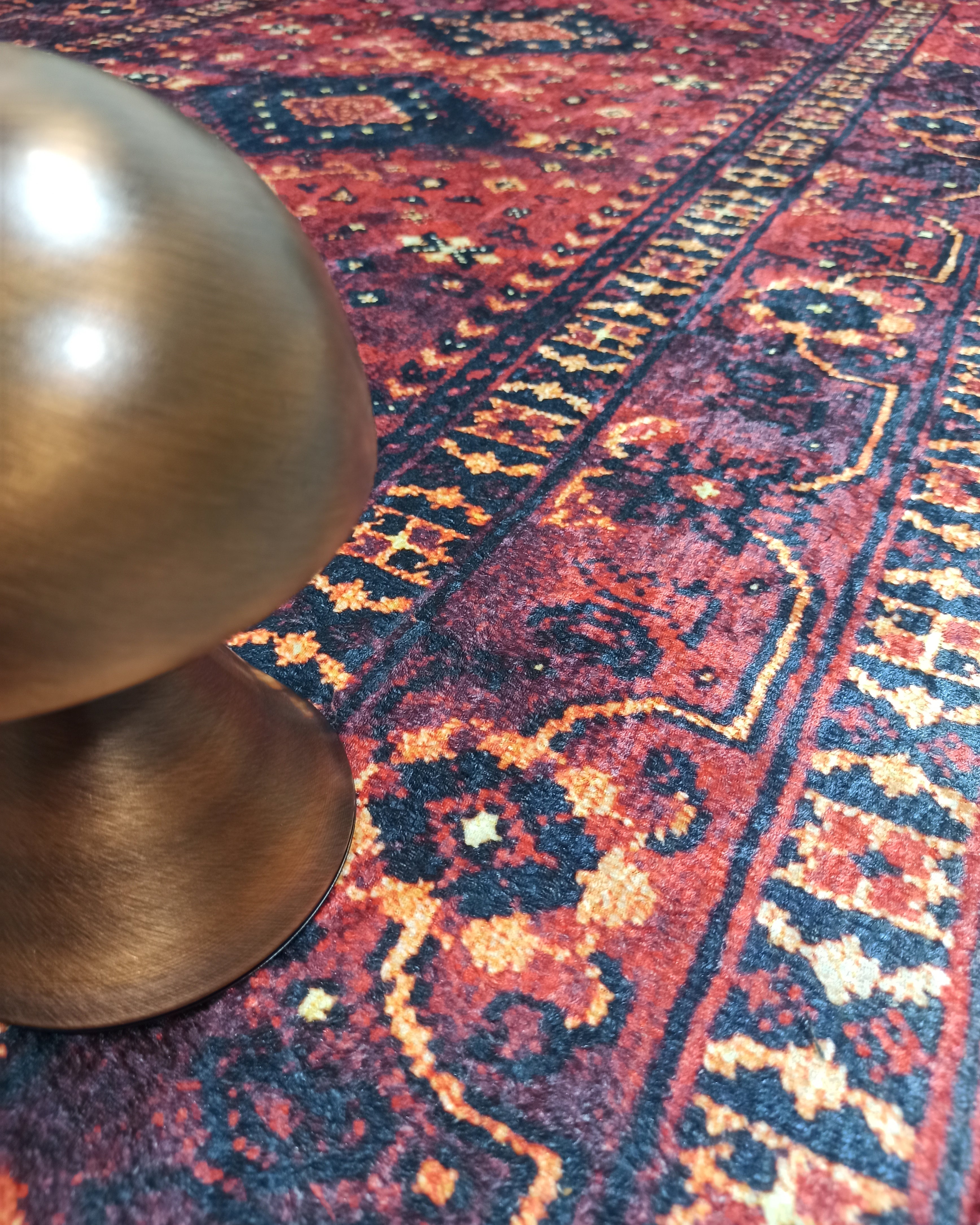 Turkish Oriental Design Red Navy Blue Rug