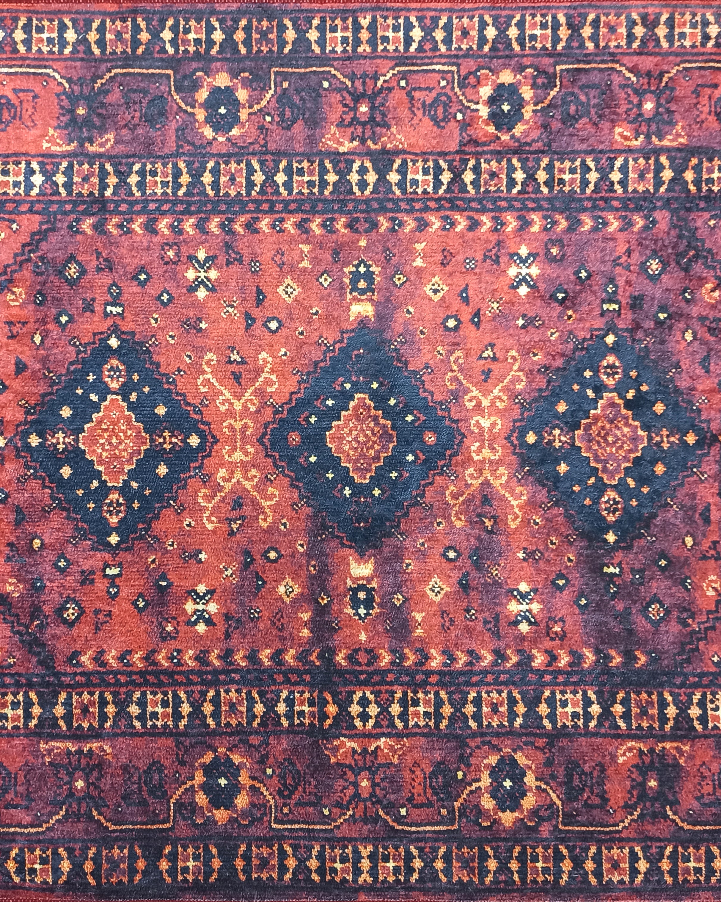 Turkish Oriental Design Red Navy Blue Rug