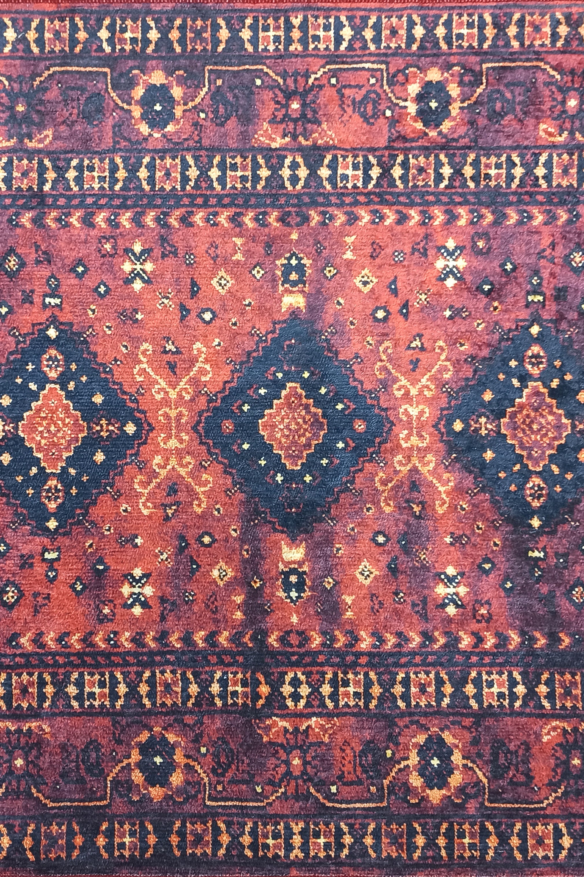 Turkish Oriental Design Red Navy Blue Rug