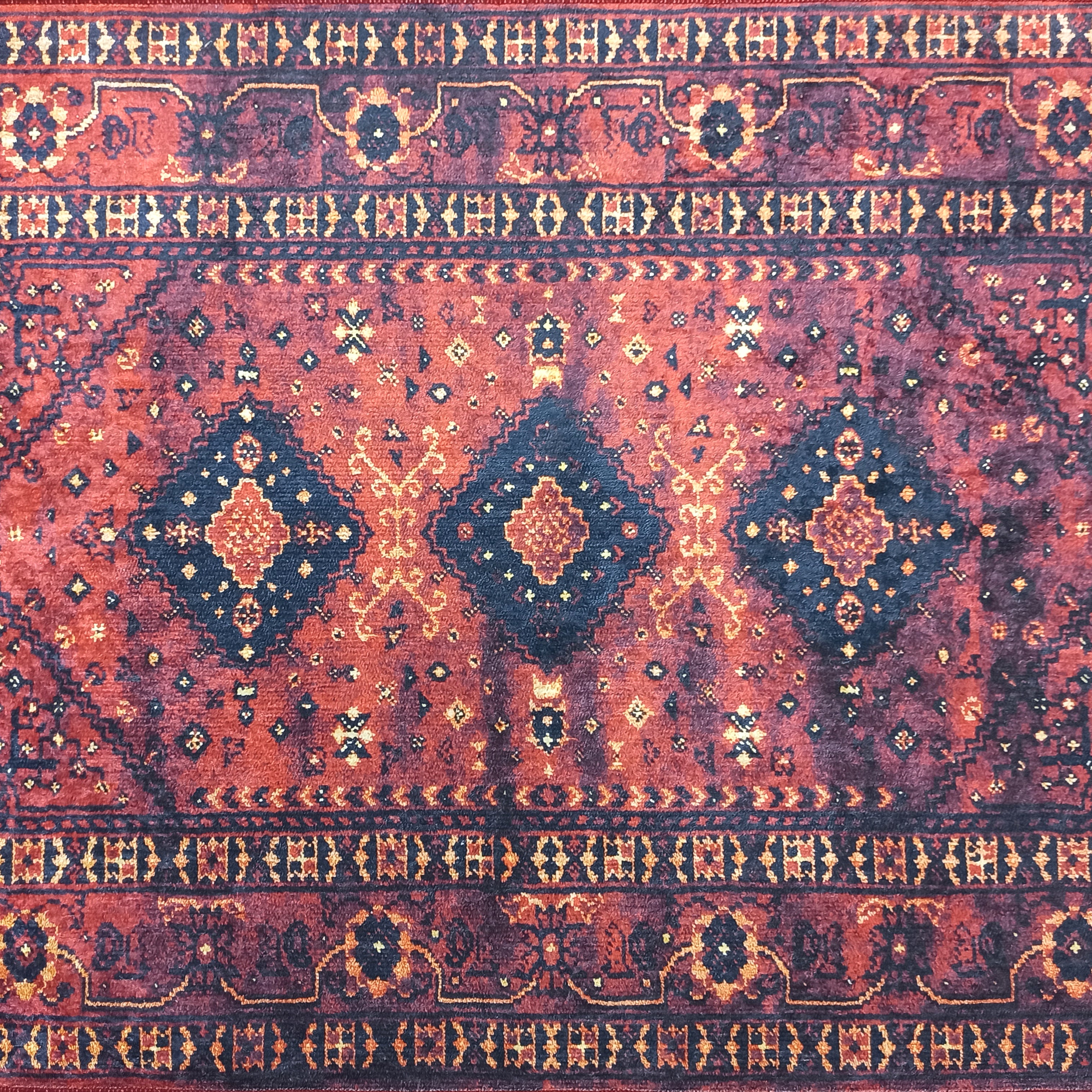 Turkish Oriental Design Red Navy Blue Rug