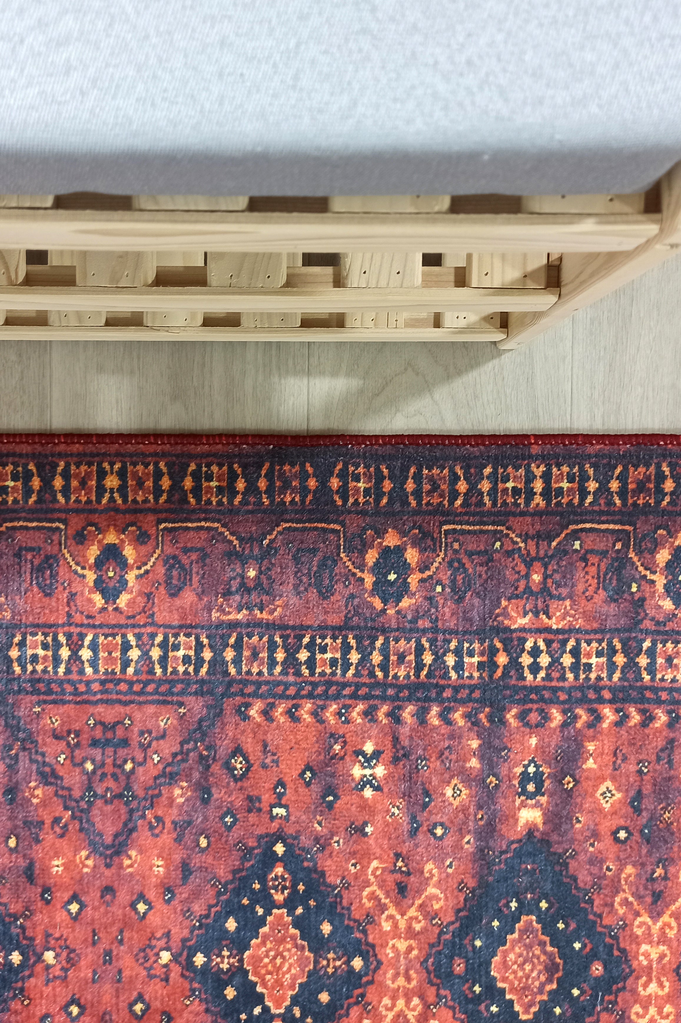 Turkish Oriental Design Red Navy Blue Rug