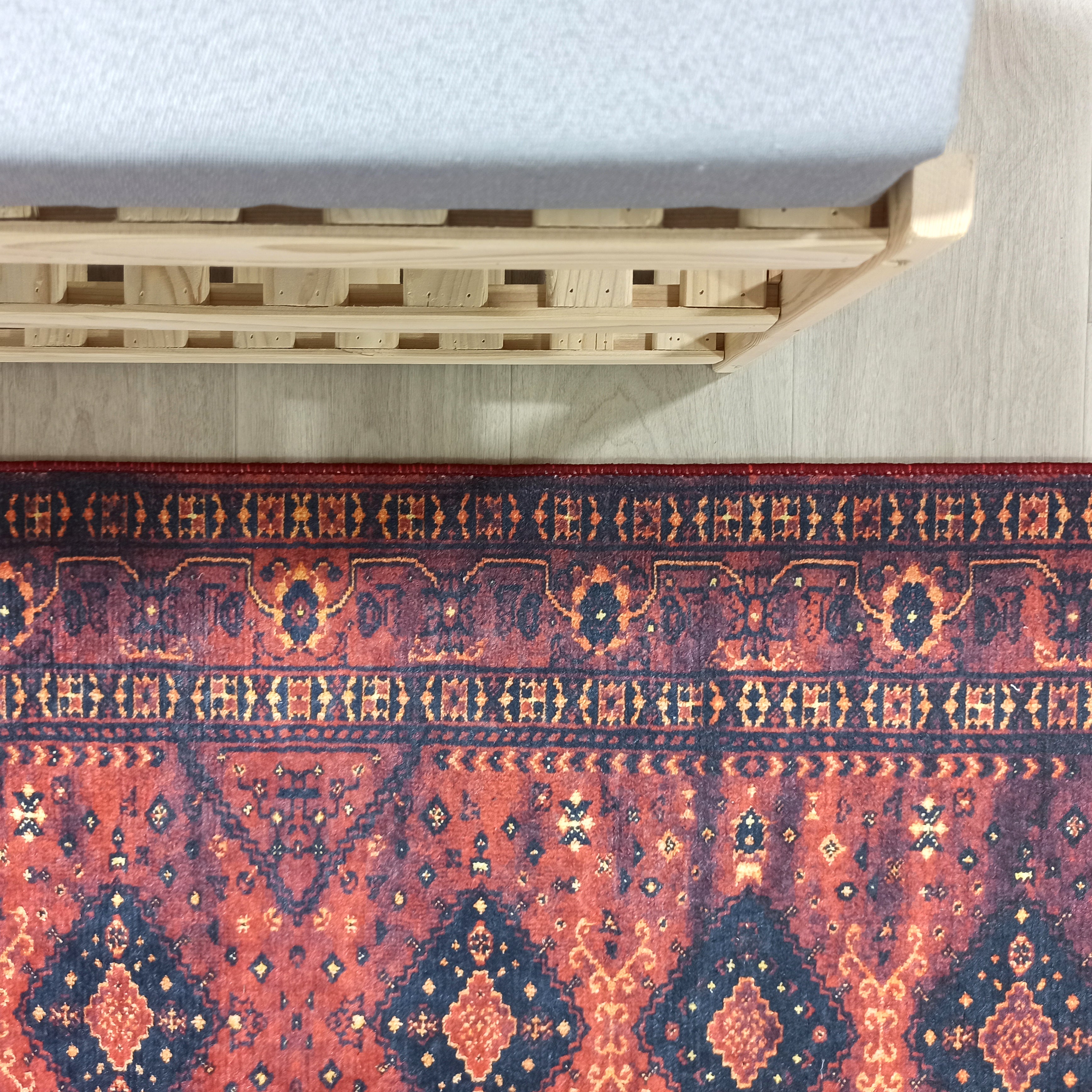 Turkish Oriental Design Red Navy Blue Rug