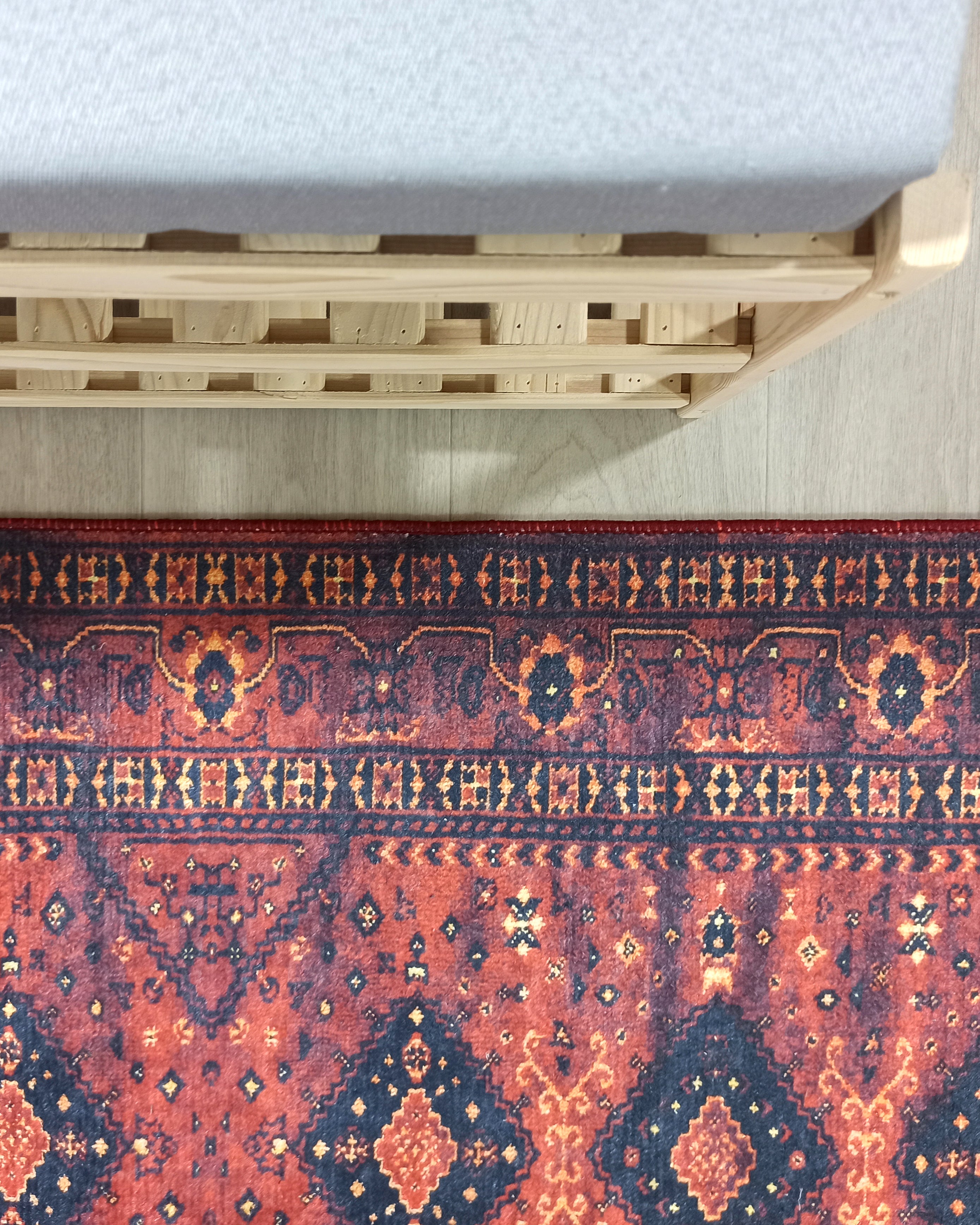 Turkish Oriental Design Red Navy Blue Rug