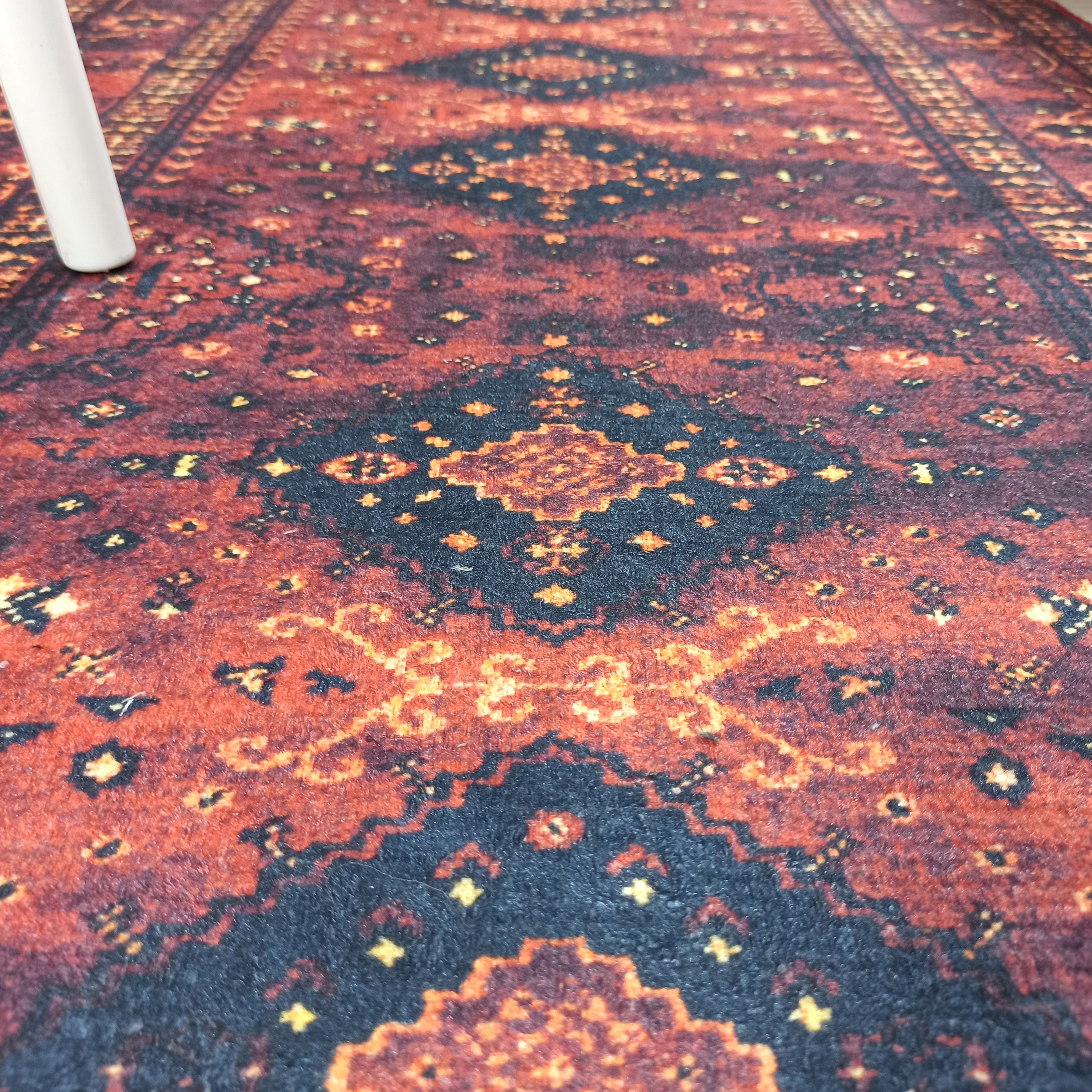 Turkish Oriental Design Red Navy Blue Rug